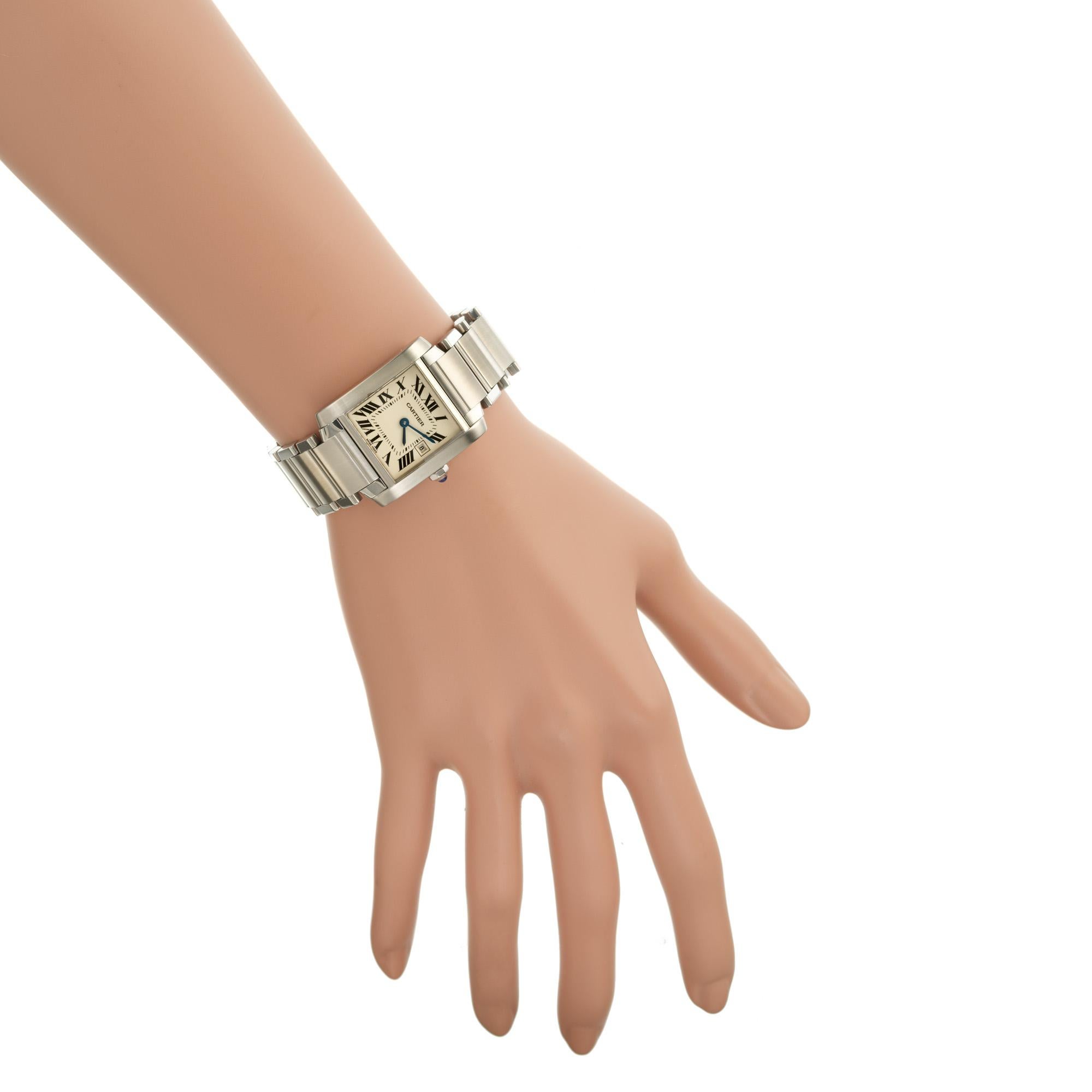 Cartier Stainless Steel Tank Francaise Date Wristwatch 1
