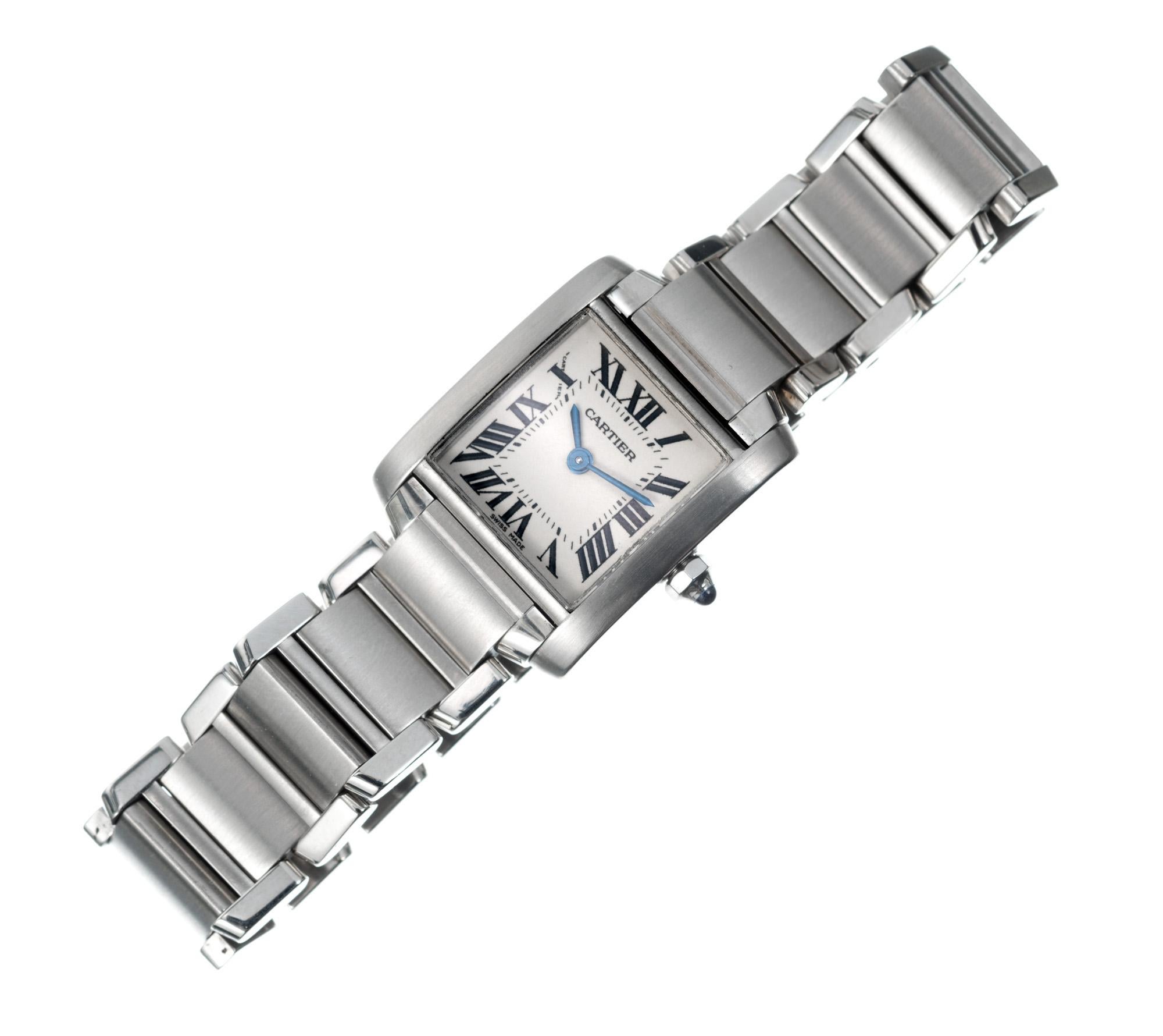 Cartier Montre-bracelet Tank Francaise pour femme en acier inoxydable Bon état - En vente à Stamford, CT