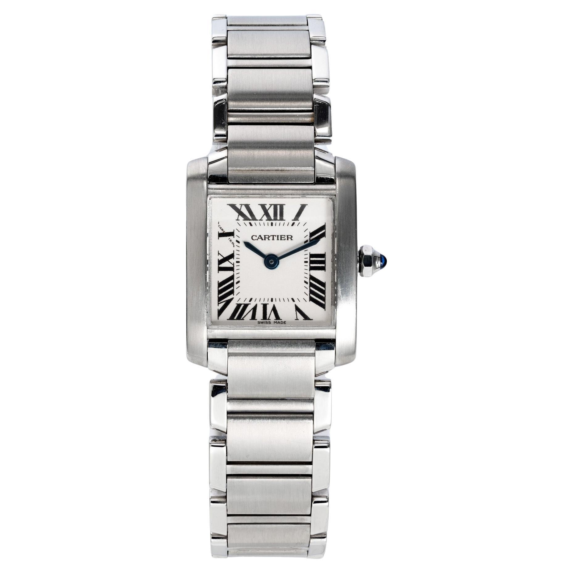 Cartier Stainless Steel Tank Francaise Ladies Wristwatch
