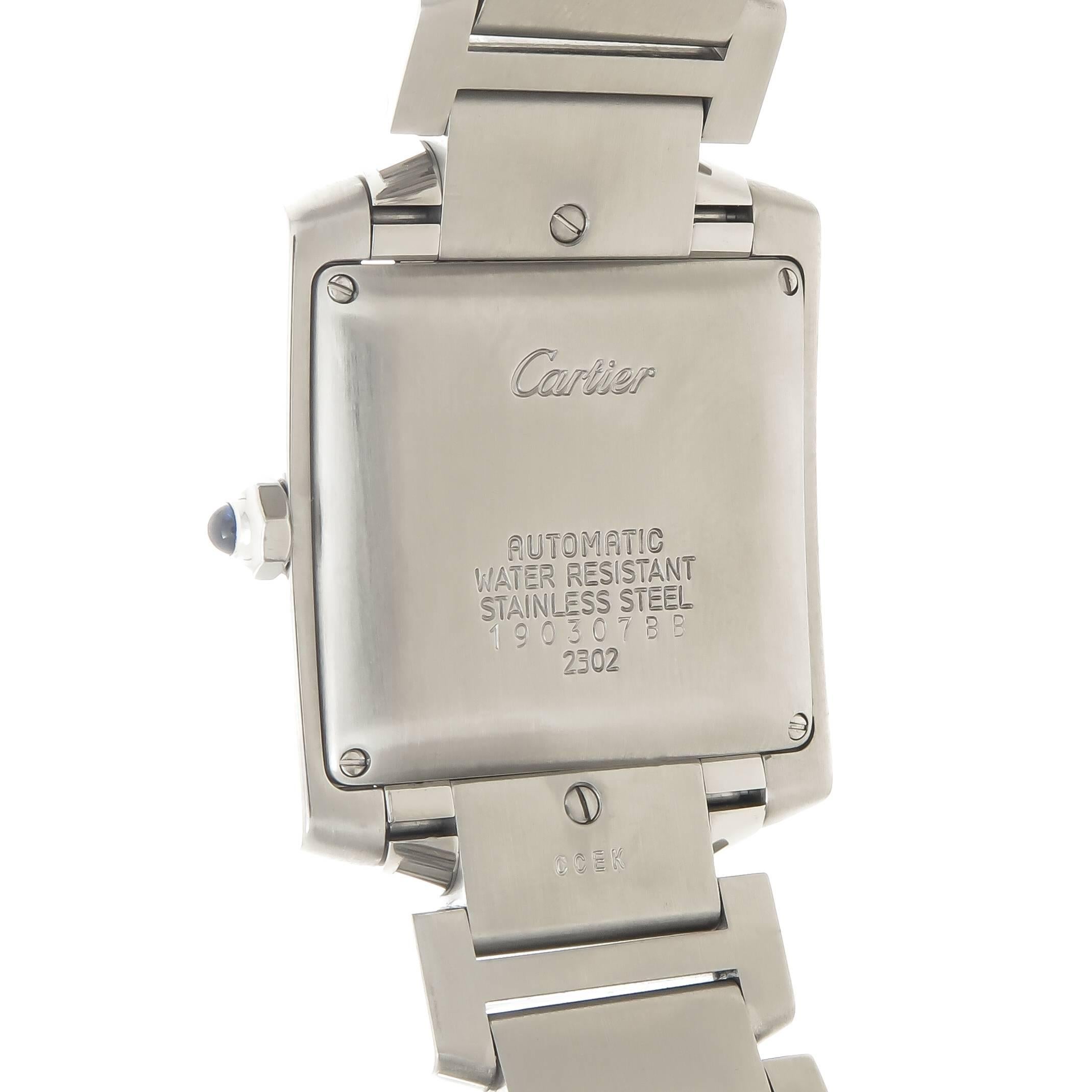 Cartier Stainless Steel Tank Francaise Large Automatic Wristwatch In Excellent Condition In Chicago, IL