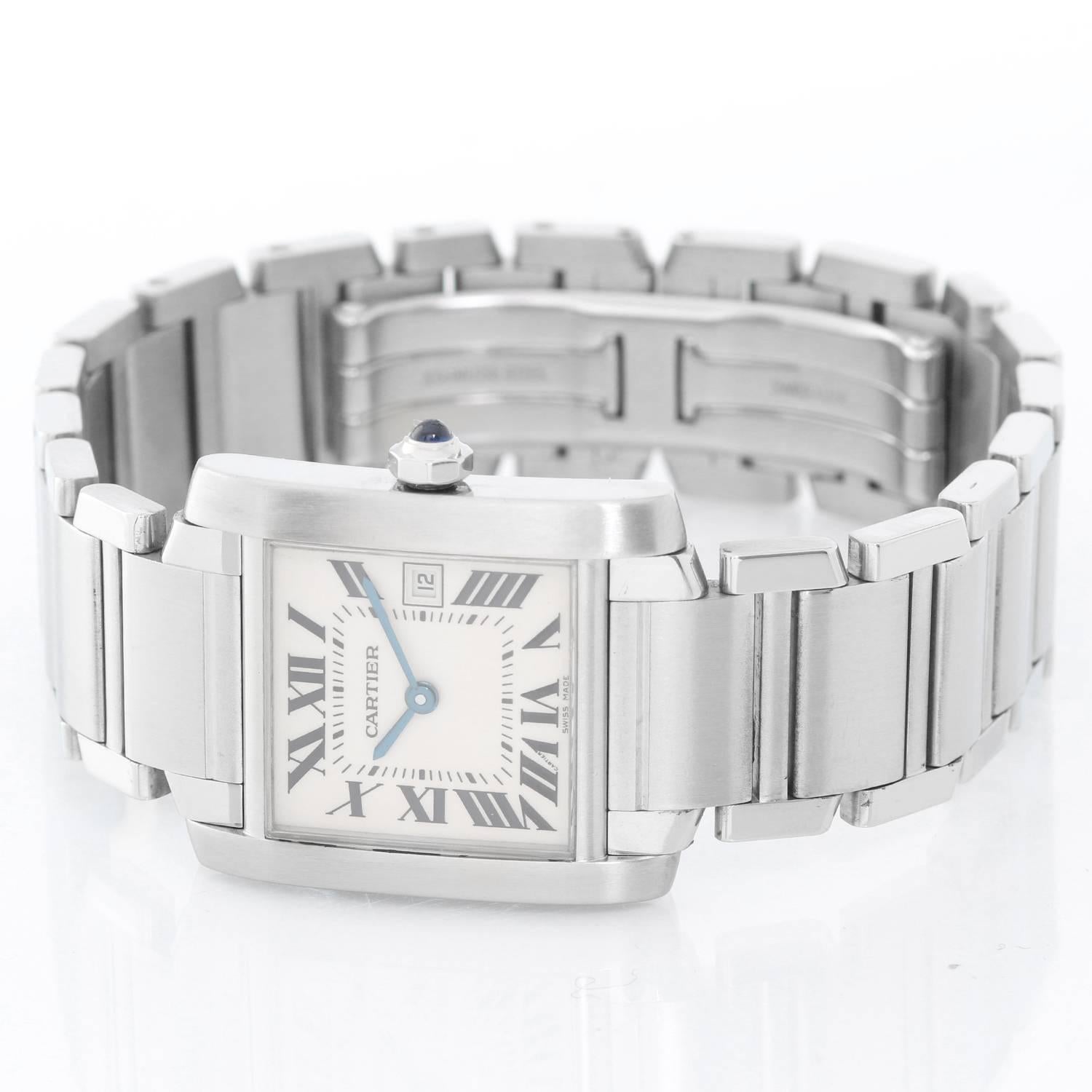 Cartier Stainless Steel Tank Francaise Quartz Wristwatch In Excellent Condition In Dallas, TX