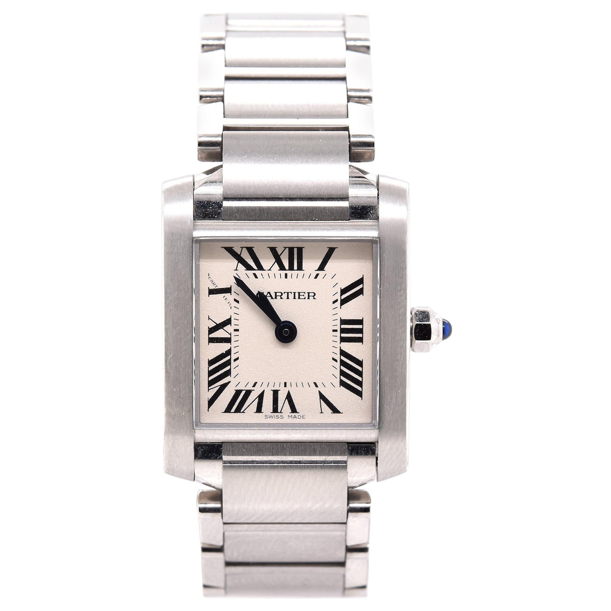 Cartier Stainless Steel Tank Francaise, Small