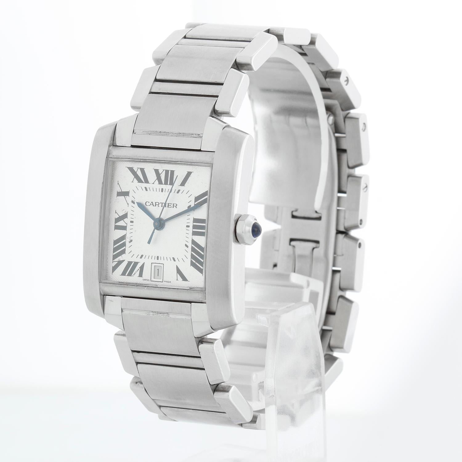 Cartier Edelstahl  Tank Francaise Uhr W51002Q3 2302 im Zustand „Hervorragend“ im Angebot in Dallas, TX