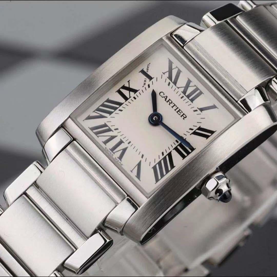 Cartier Stainless Steel Tank Francaise Watch W51011Q3 In Excellent Condition In Banbury, GB