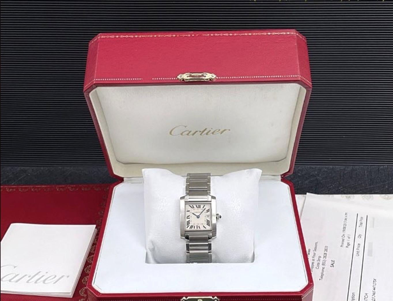 Women's or Men's Cartier Stainless Steel Tank Francaise Watch W51011Q3