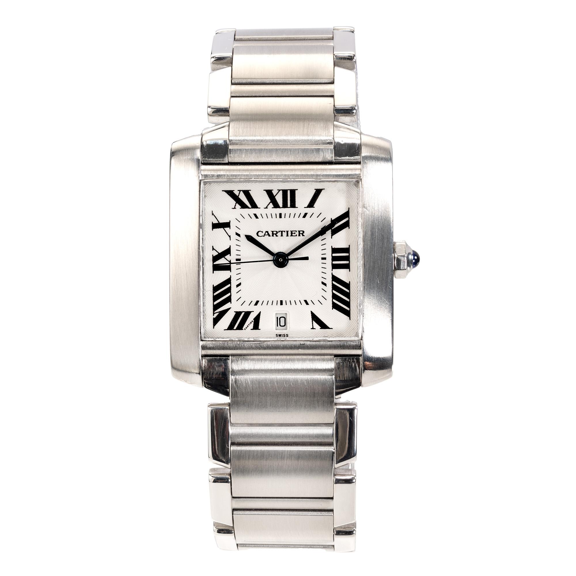 Cartier Stainless Steel Tank Francaise Wristwatch In Good Condition For Sale In Stamford, CT
