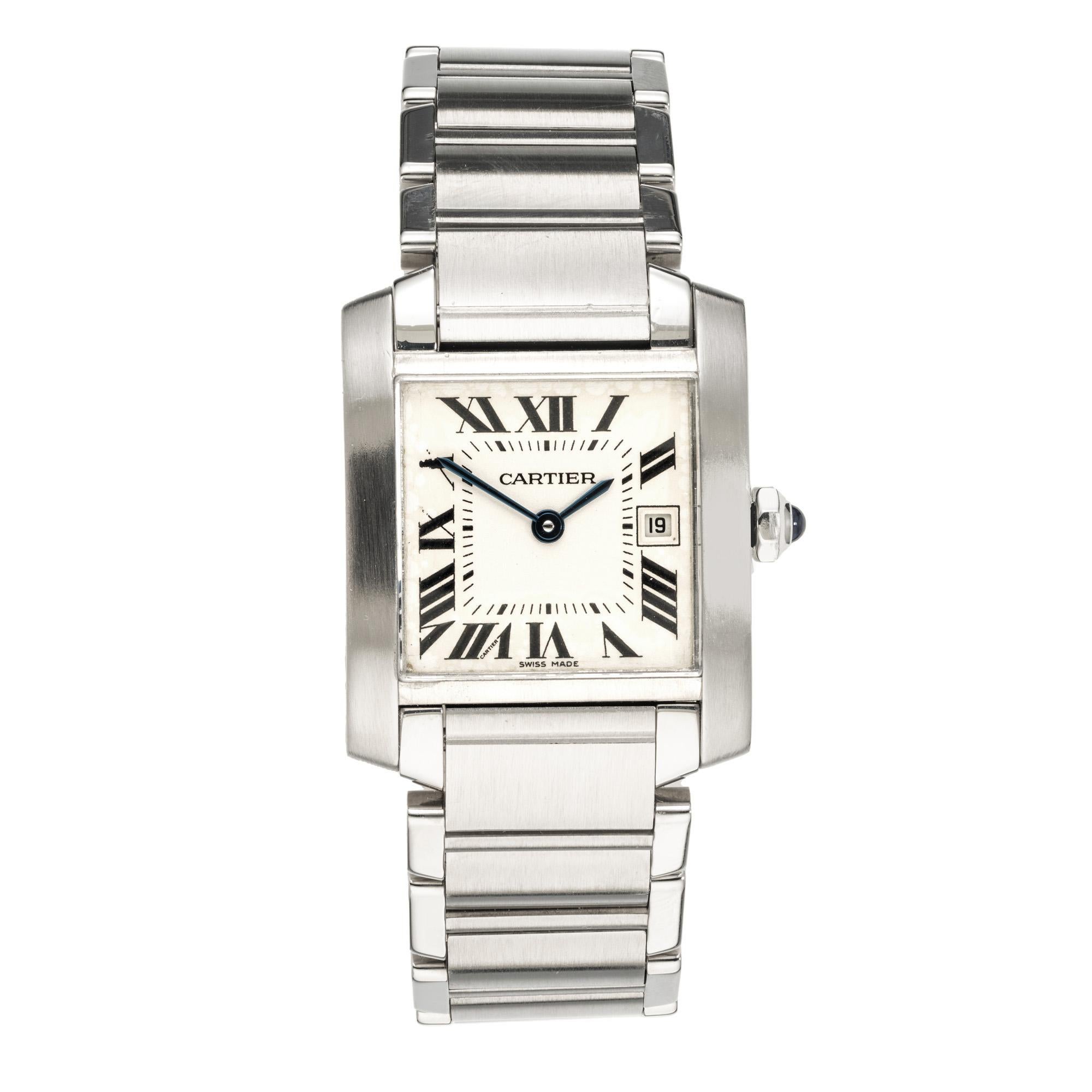 Cartier: Edelstahl-Armbanduhr Tank Francaise im Zustand „Gut“ in Stamford, CT