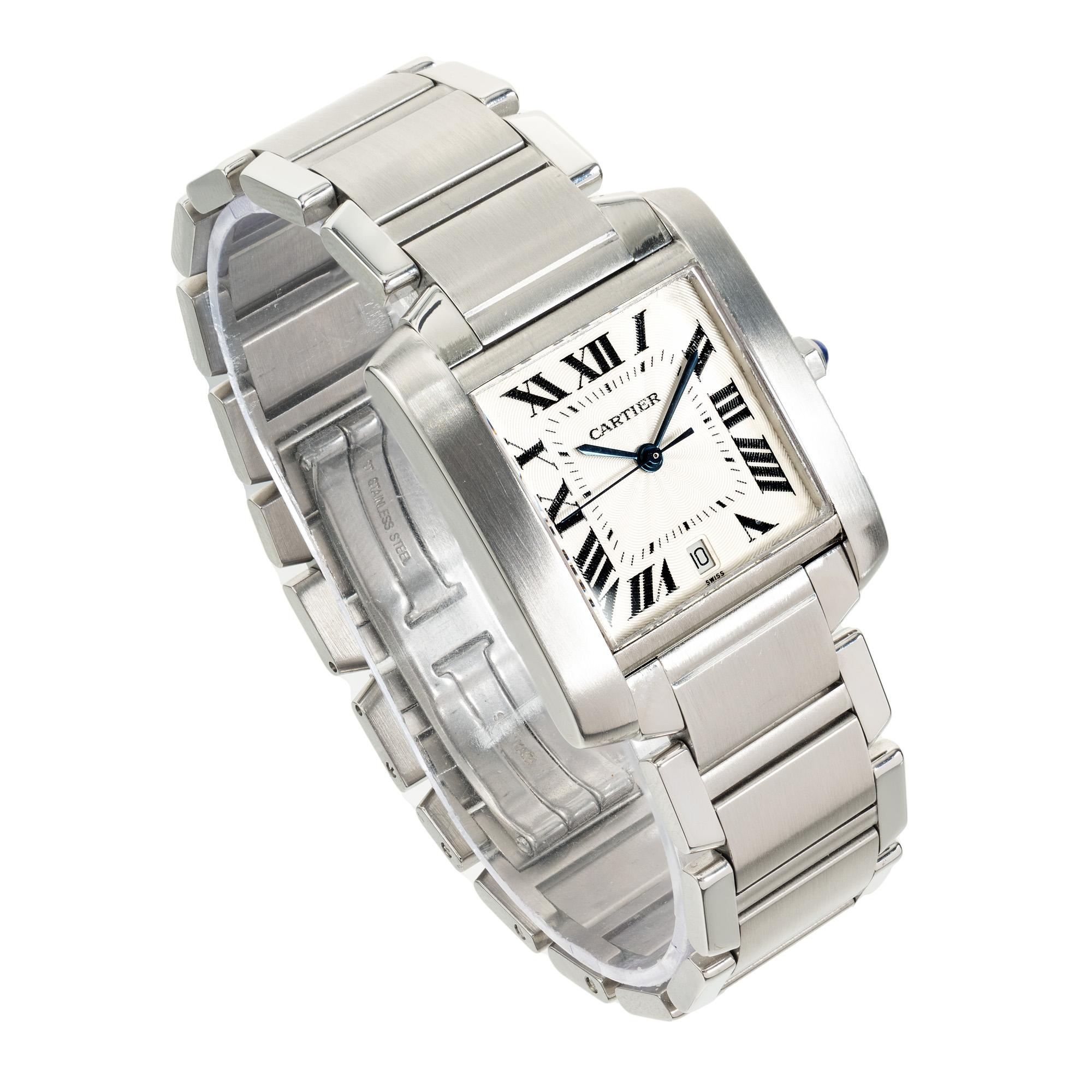 Women's or Men's Cartier Stainless Steel Tank Francaise Wristwatch For Sale