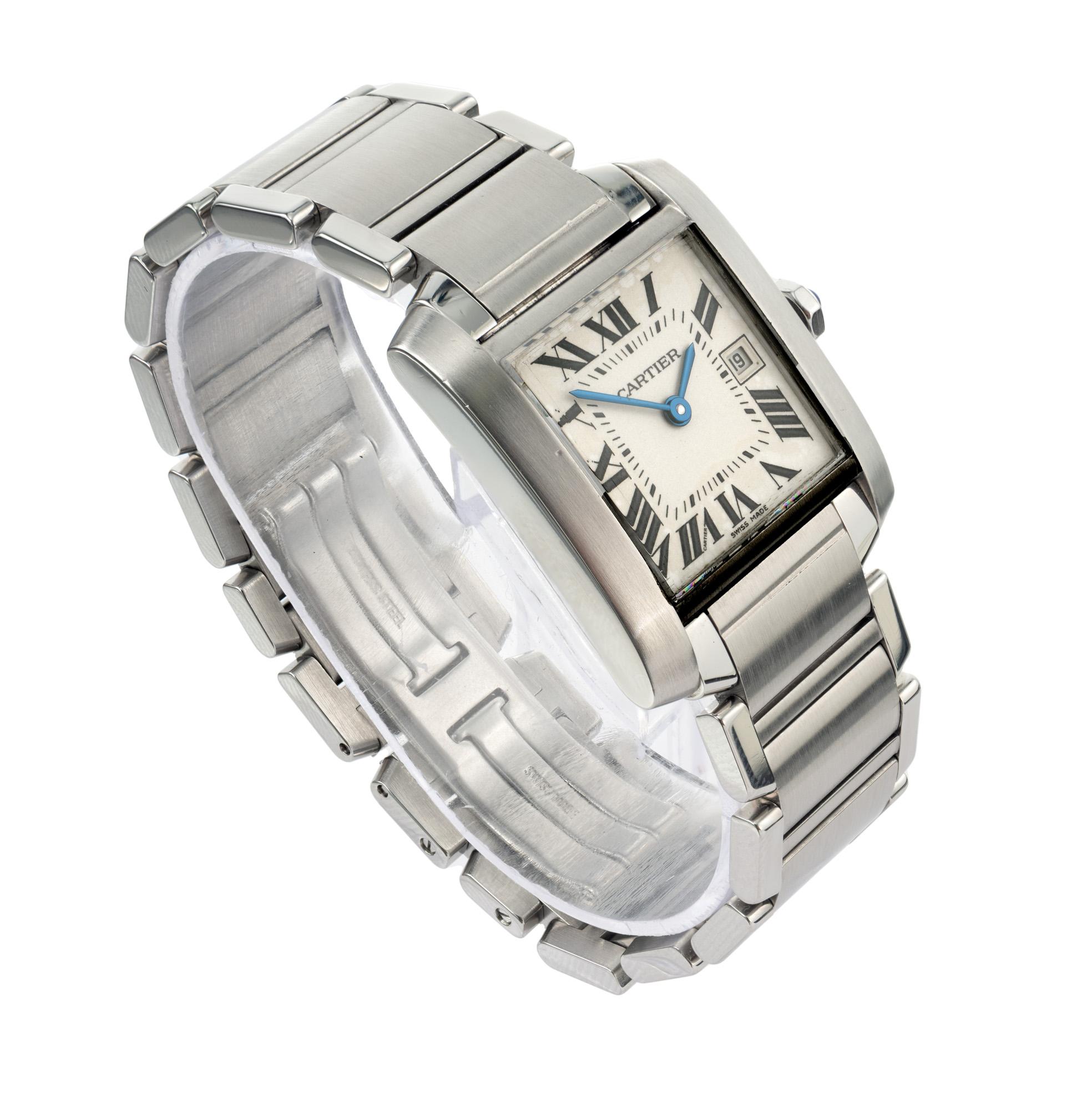 Cartier: Edelstahl-Armbanduhr Tank Francaise Herren