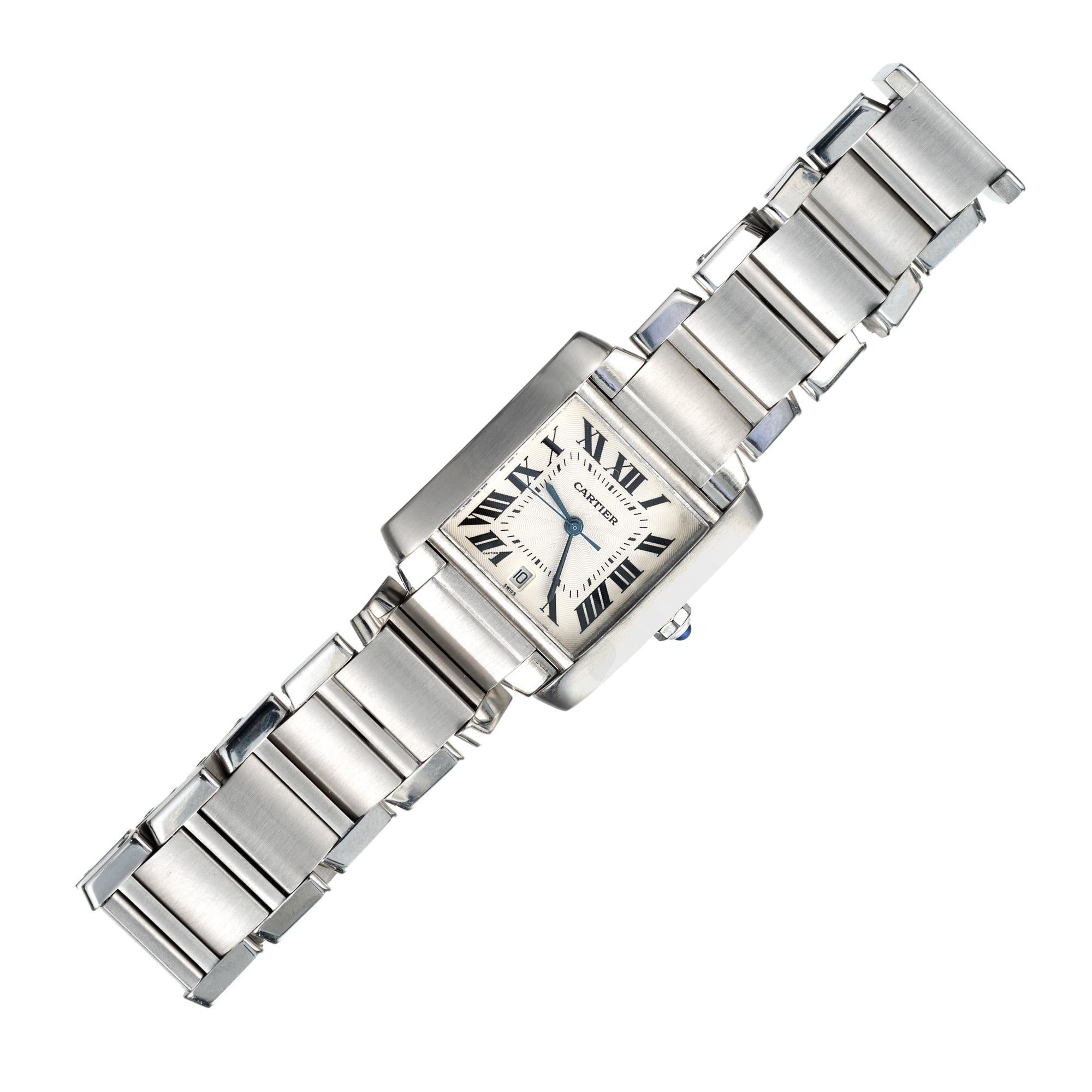 Cartier Stainless Steel Tank Francaise Wristwatch For Sale 1