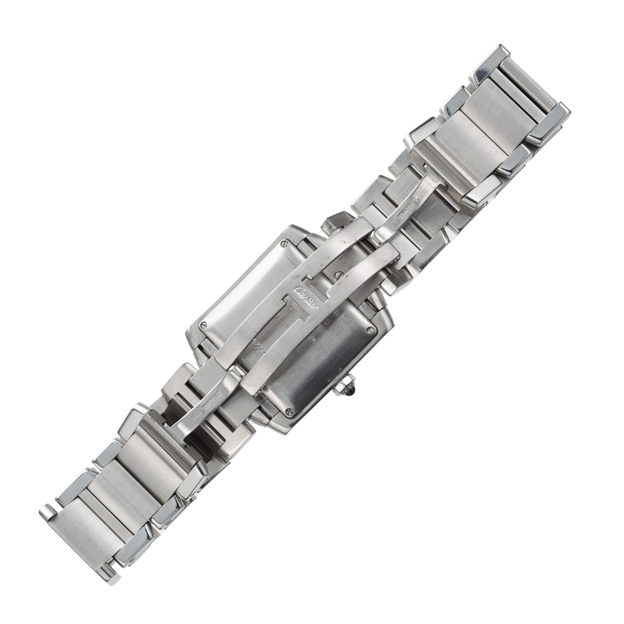 Cartier Stainless Steel Tank Francaise Wristwatch For Sale 2