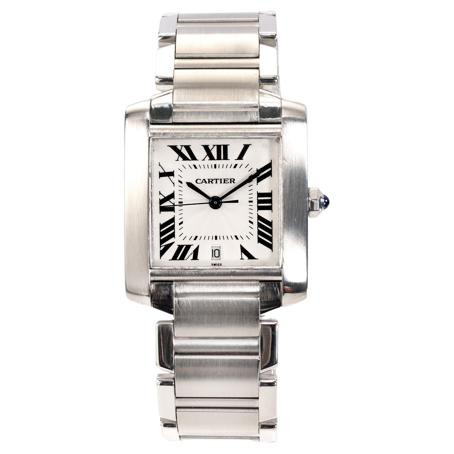 Cartier Stainless Steel Tank Francaise Wristwatch For Sale