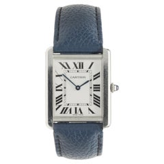 Cartier Stainless Steel Tank Solo on Blue Strap