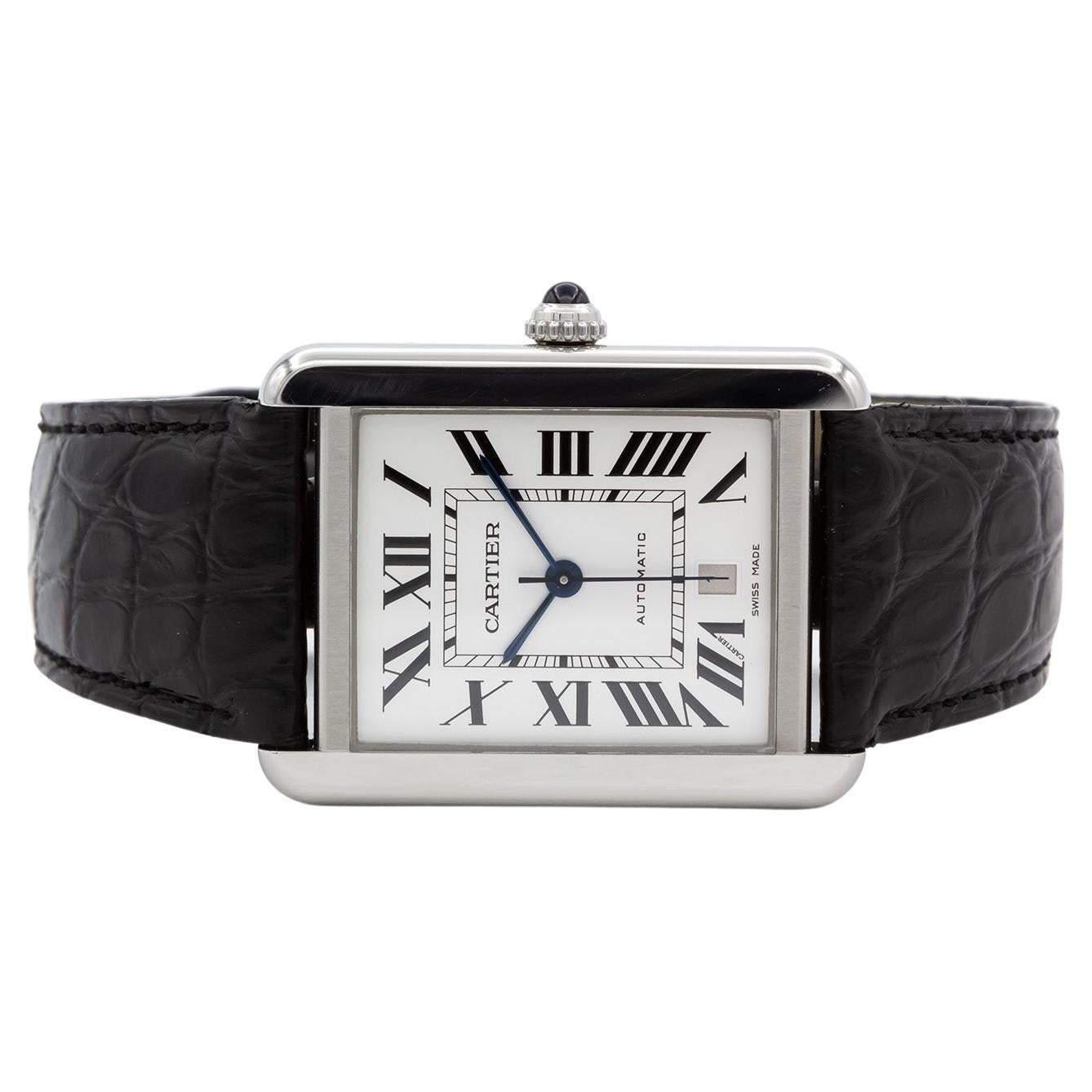 Cartier Stainless Steel Tank Solo XL Automatic Date W5200027 3515 at 1stDibs