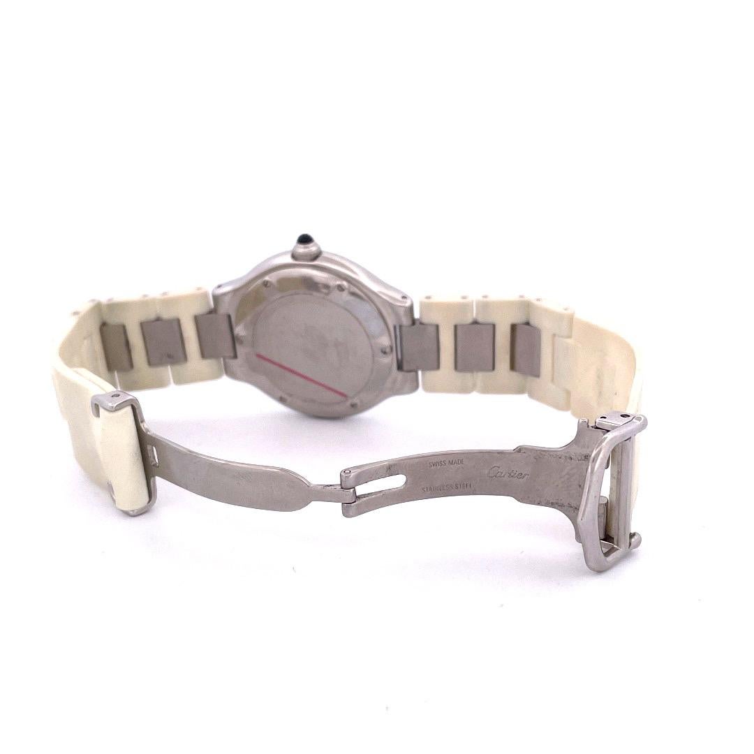 Modern Cartier Stainless Steel & White Rubber Stl 38mm Must 21 Autoscaph Vintage Watch For Sale