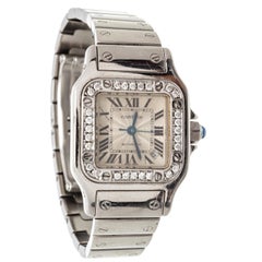 Cartier Stainless Steel White Sapphire Santos Galbee Watch