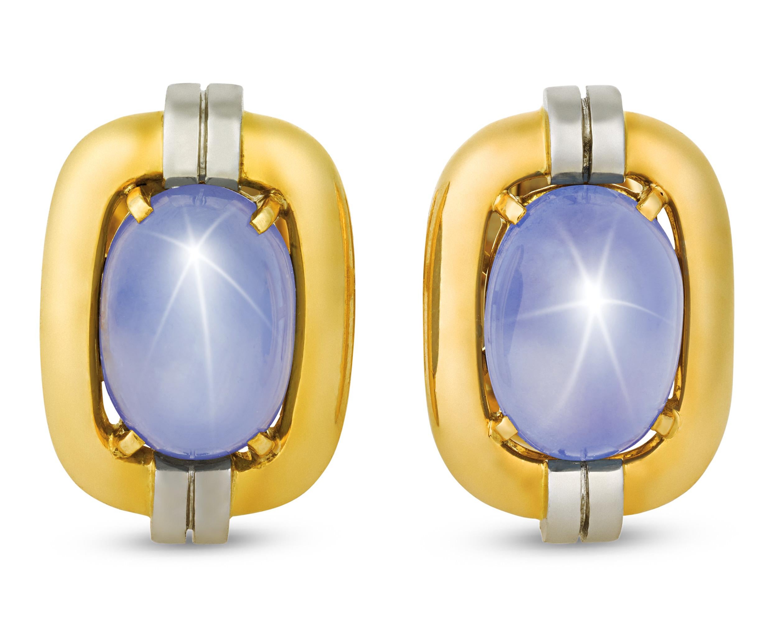 Retro Cartier Star Sapphire Men's Cufflinks, 30.00 Carats