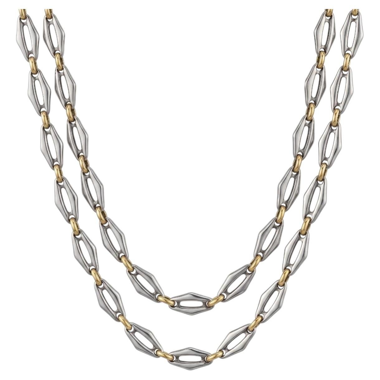 Collar de eslabones largos de acero y oro de 18 quilates de Cartier