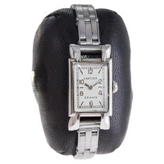 Cartier Steel Art Deco Ladies Watch 1940
s with Original Gay Freres Bracelet