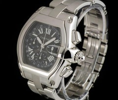 Cartier Steel Black Dial Roadster Chronograph XL W62019X6 Automatic Wristwatch