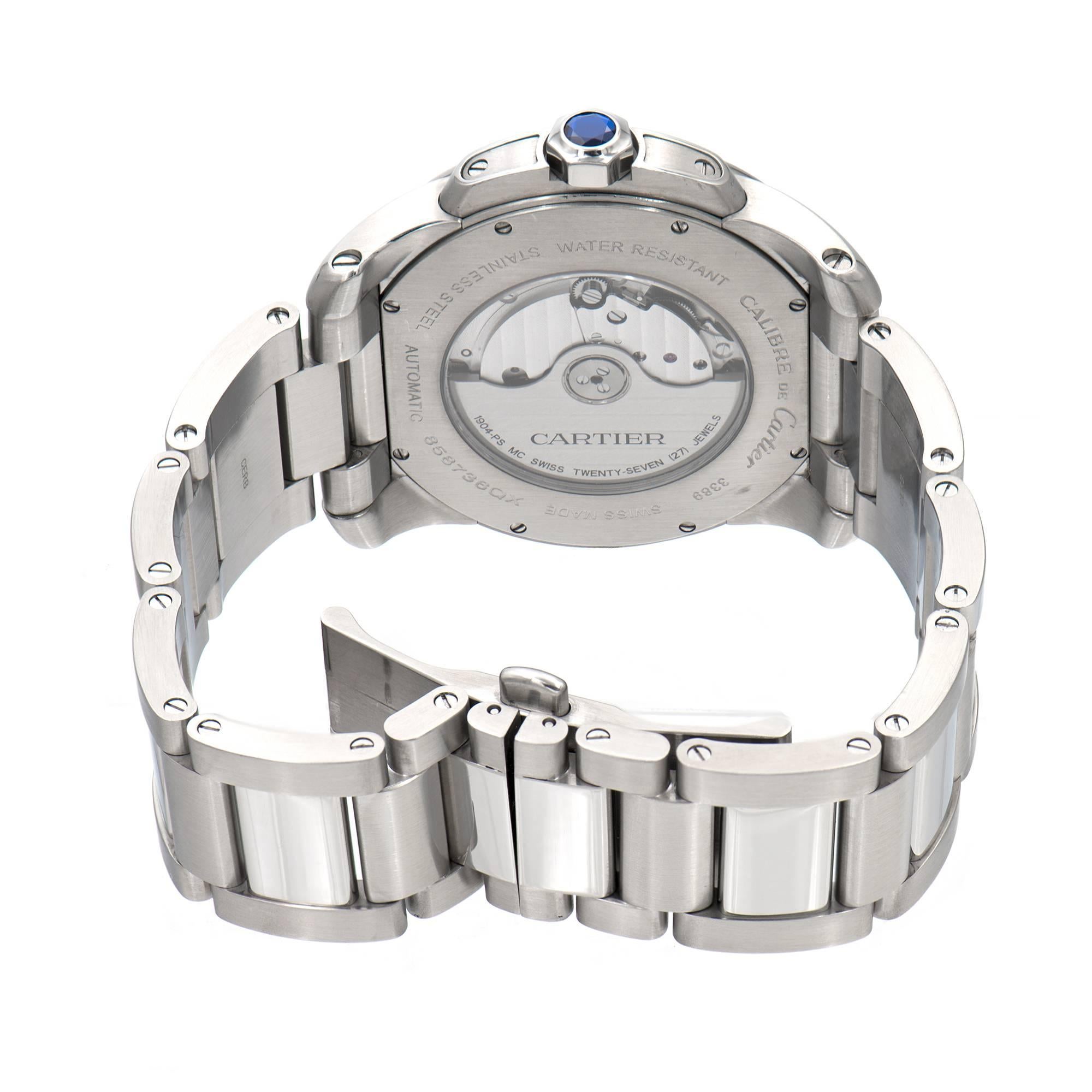 Cartier Stainless Steel Calibre De Cartier Black Dial Automatic Wristwatch   1