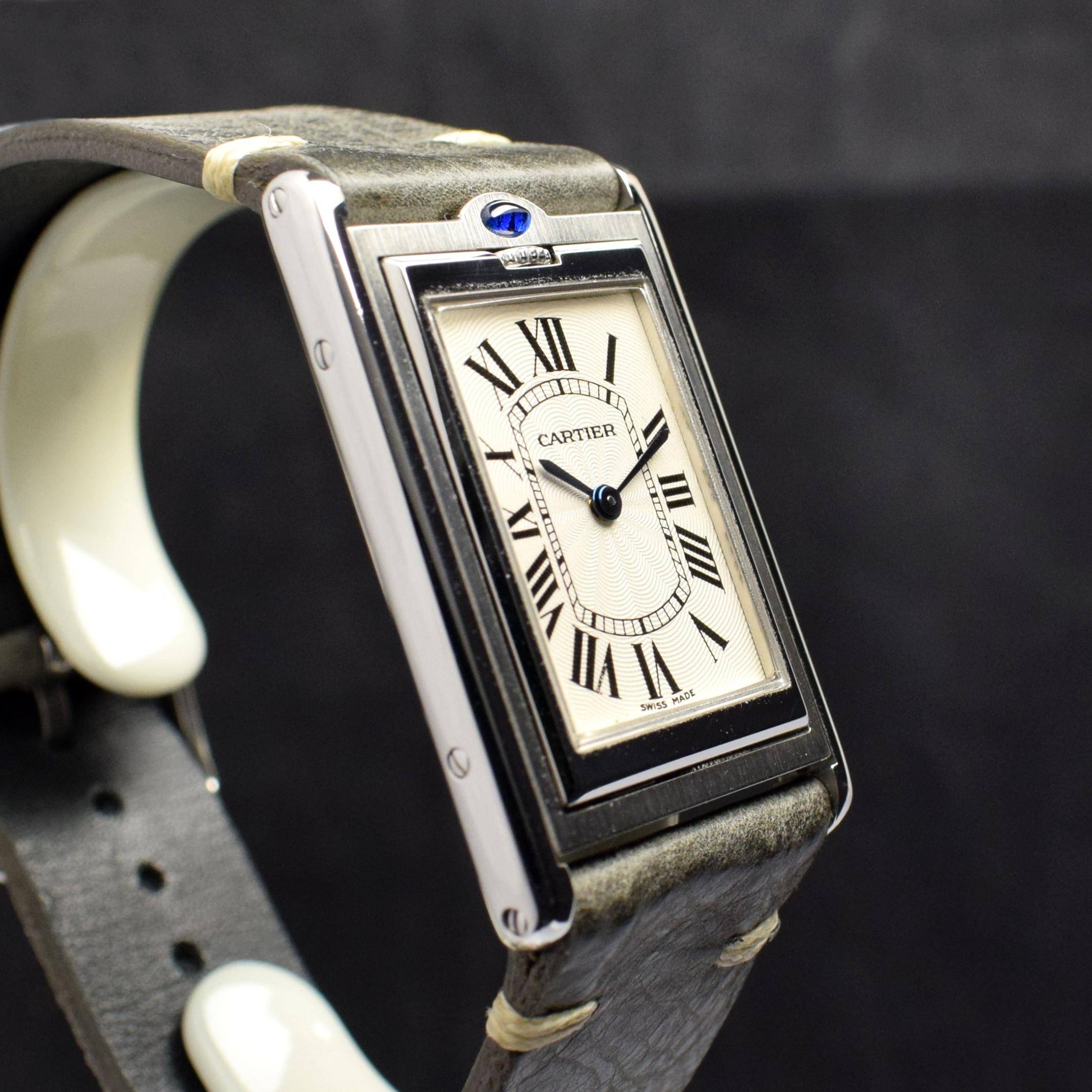 Cartier Stahl Tank Reverso Basculante 2390 Handaufzug Millenium 2001 Version 1