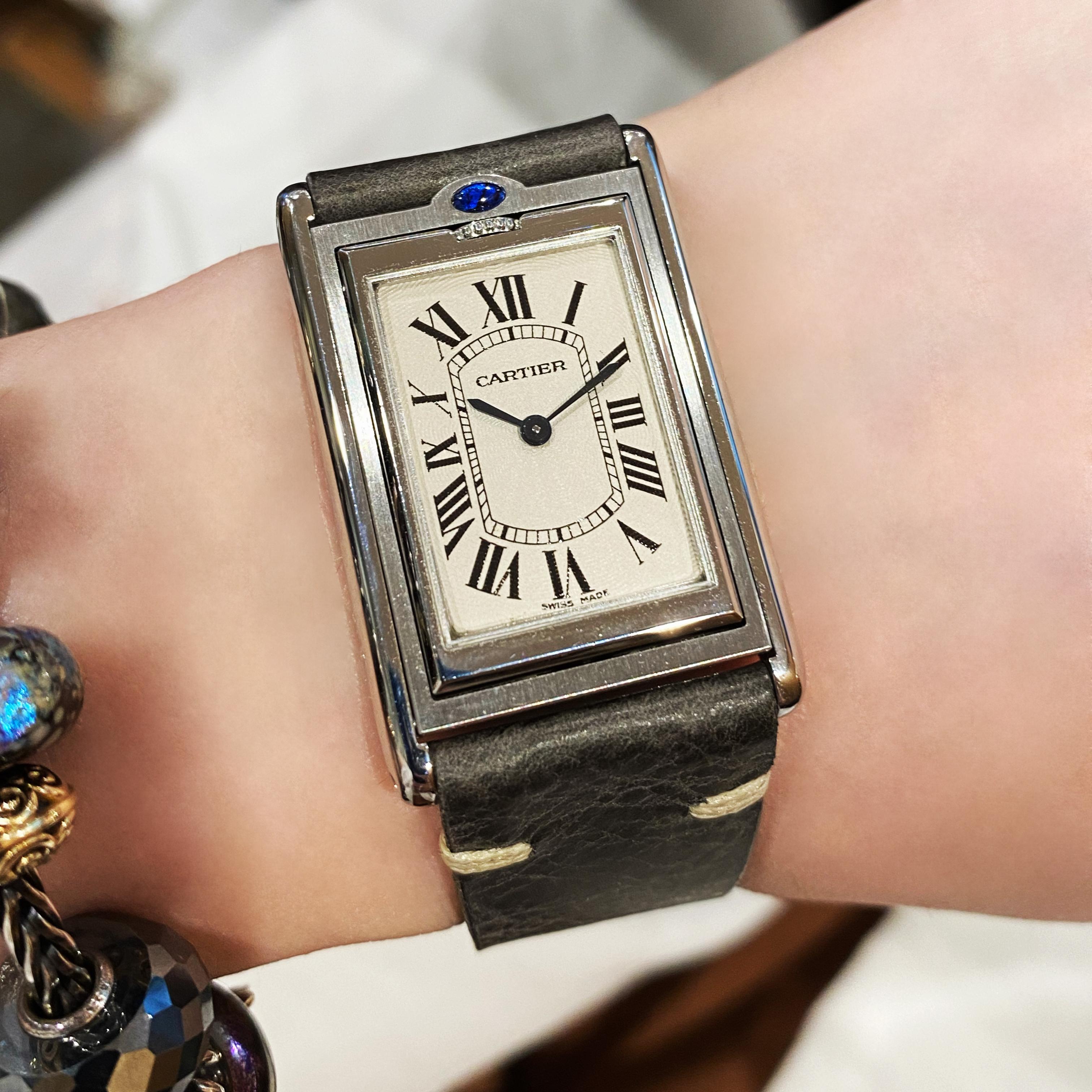 Cartier Stahl Tank Reverso Basculante 2390 Handaufzug Millenium 2001 Version 2