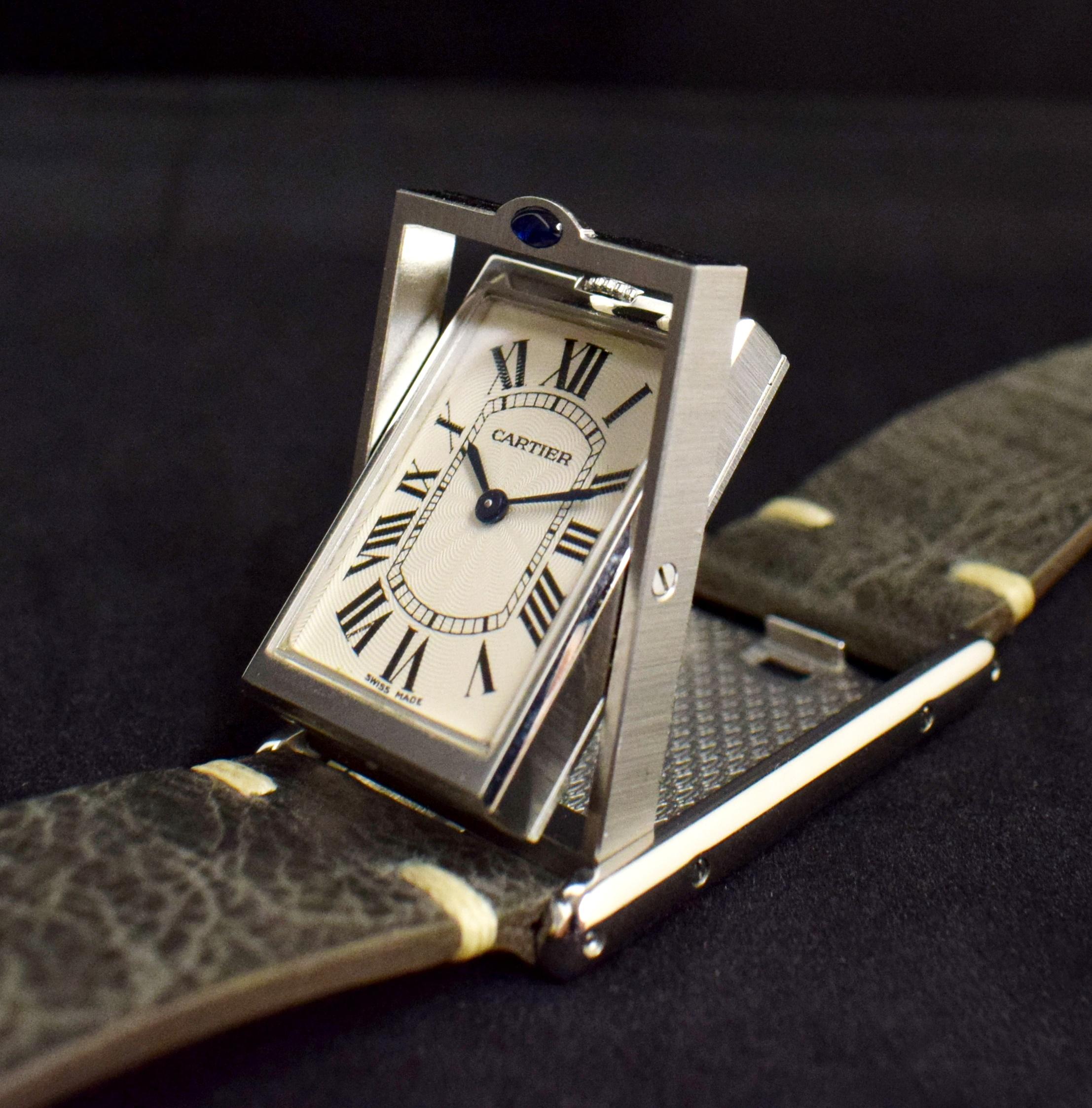 Cartier Stahl Tank Reverso Basculante 2390 Handaufzug Millenium 2001 Version 3