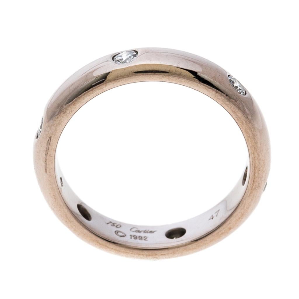 Cartier Stella Diamond & 18k White Gold Wedding Band Ring Size 47 In Good Condition In Dubai, Al Qouz 2