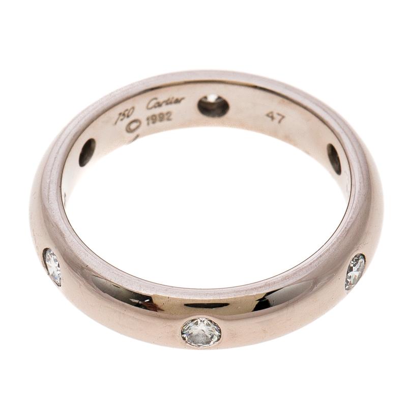 Contemporary Cartier Stella Diamond & 18k White Gold Wedding Band Ring Size 47