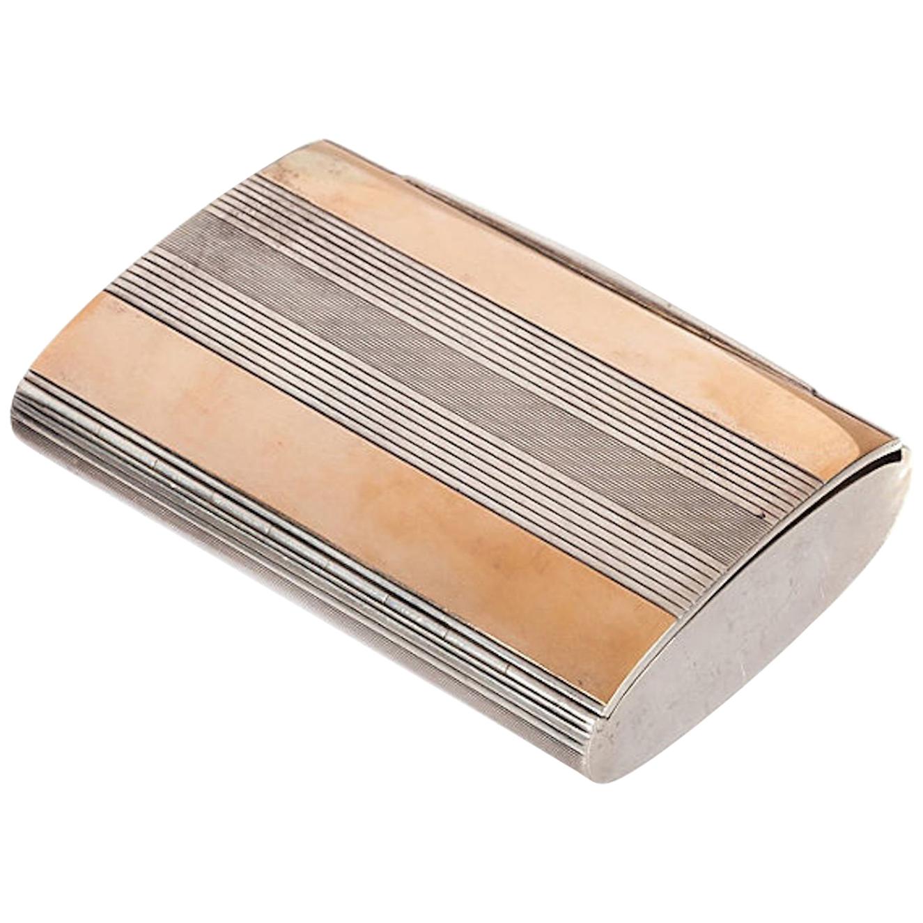 Cartier Sterling and 14 Karat Rose Gold Art Deco Compact For Sale