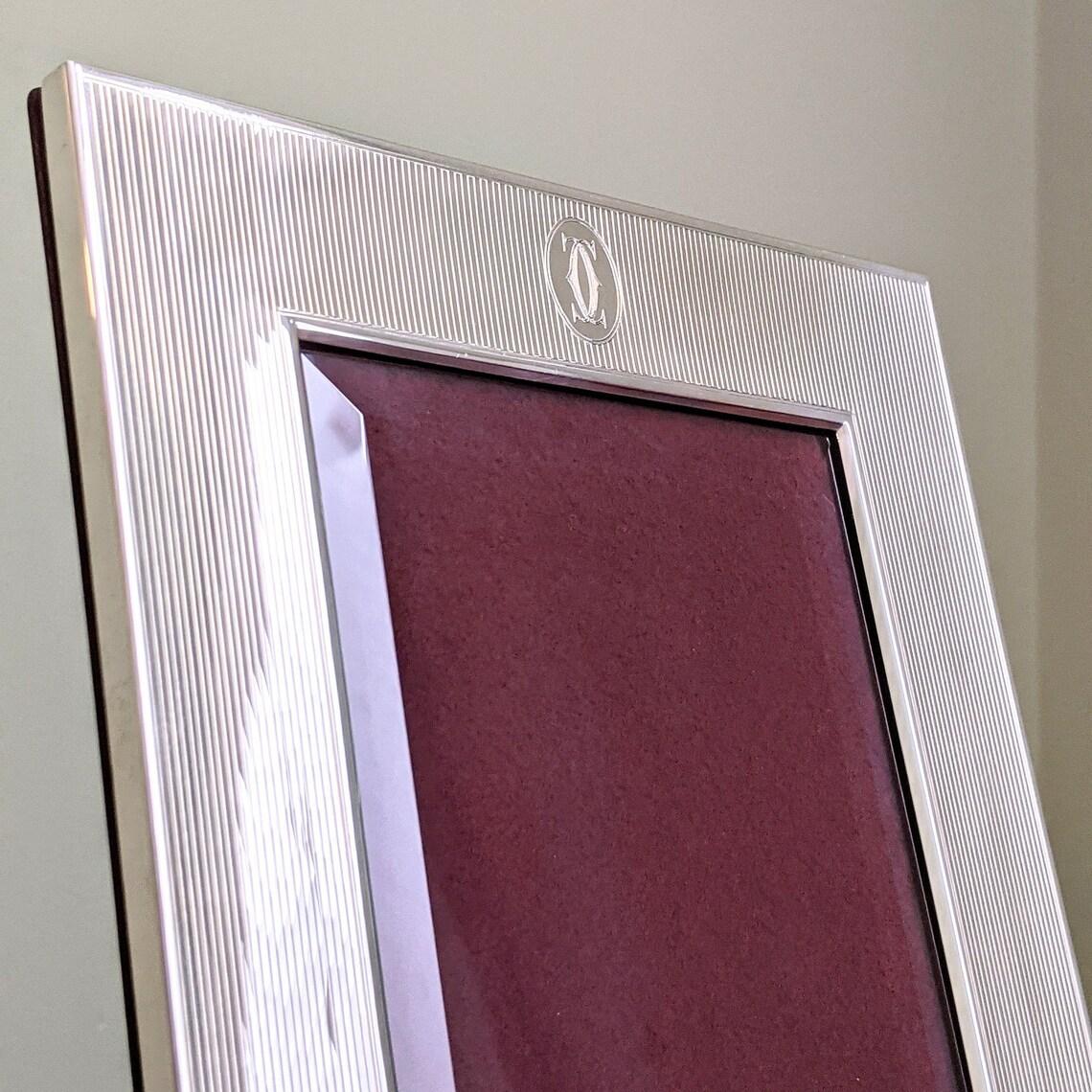 Late 20th Century Cartier Sterling Art Deco Style Silver Photograph Fame And Cartier Gift Box For Sale