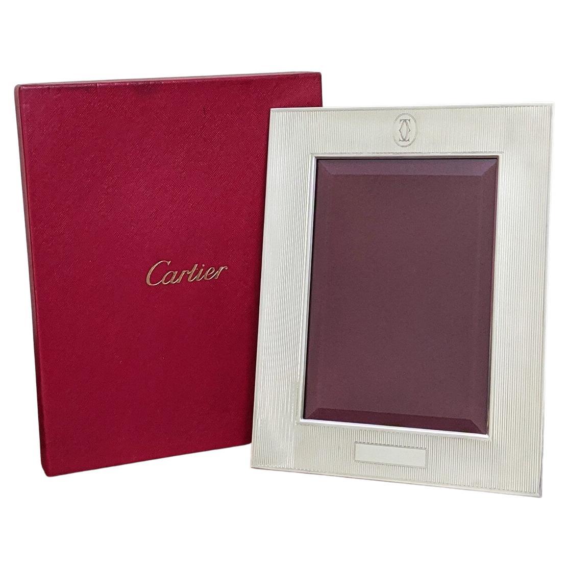 Cartier Sterling Art Deco Style Silver Photograph Fame And Cartier Gift Box For Sale