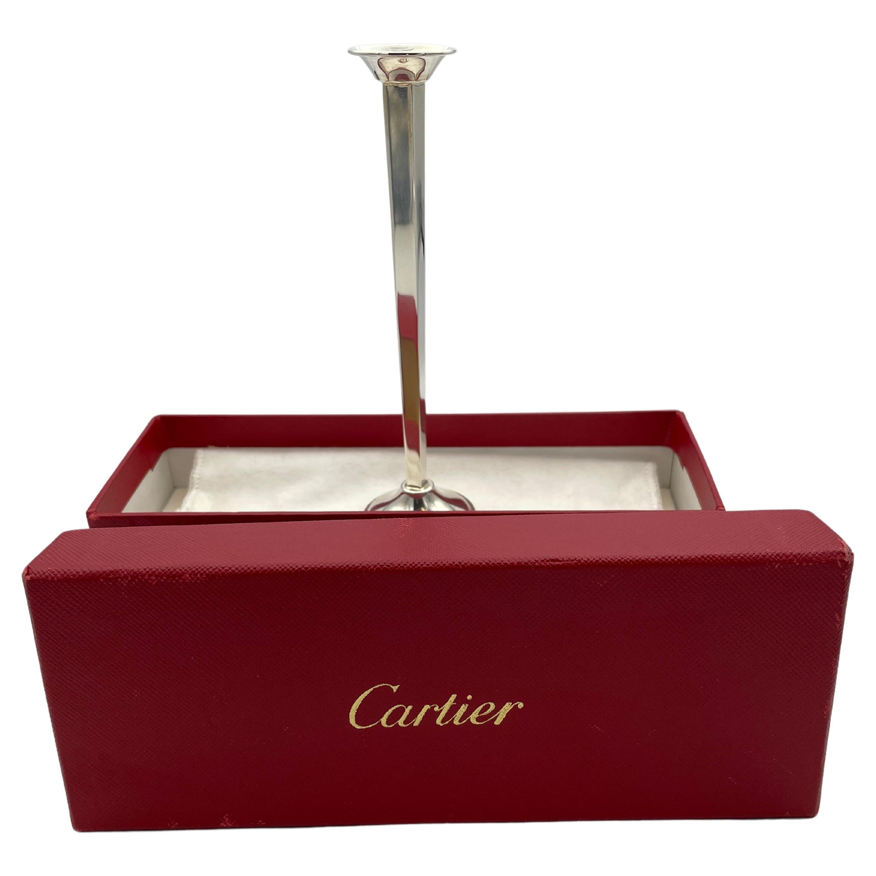Cartier Sterling Bud Vase in Box