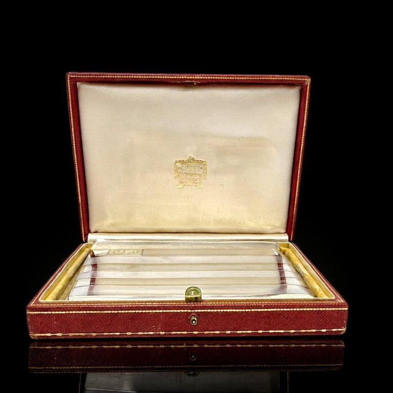 vintage cartier cigarette case CARTIER Sterling Silver & 14K Gold Cigarette Case with Monogram Cartouche