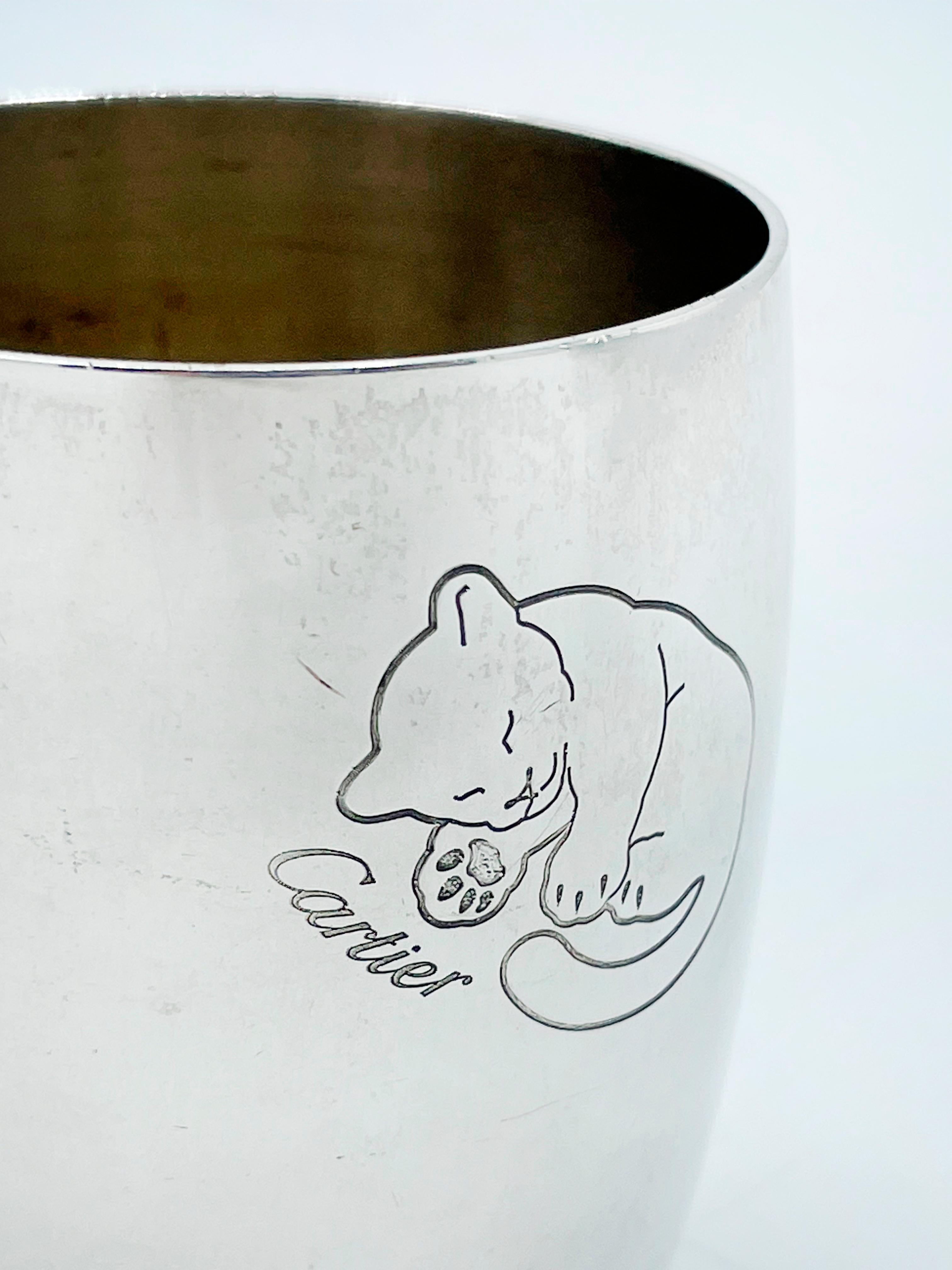 Silvered Cartier Sterling Silver 925  Baby panther Tumbler