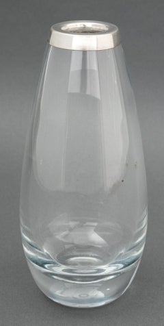 Jarrón Cartier de plata de ley y cristal