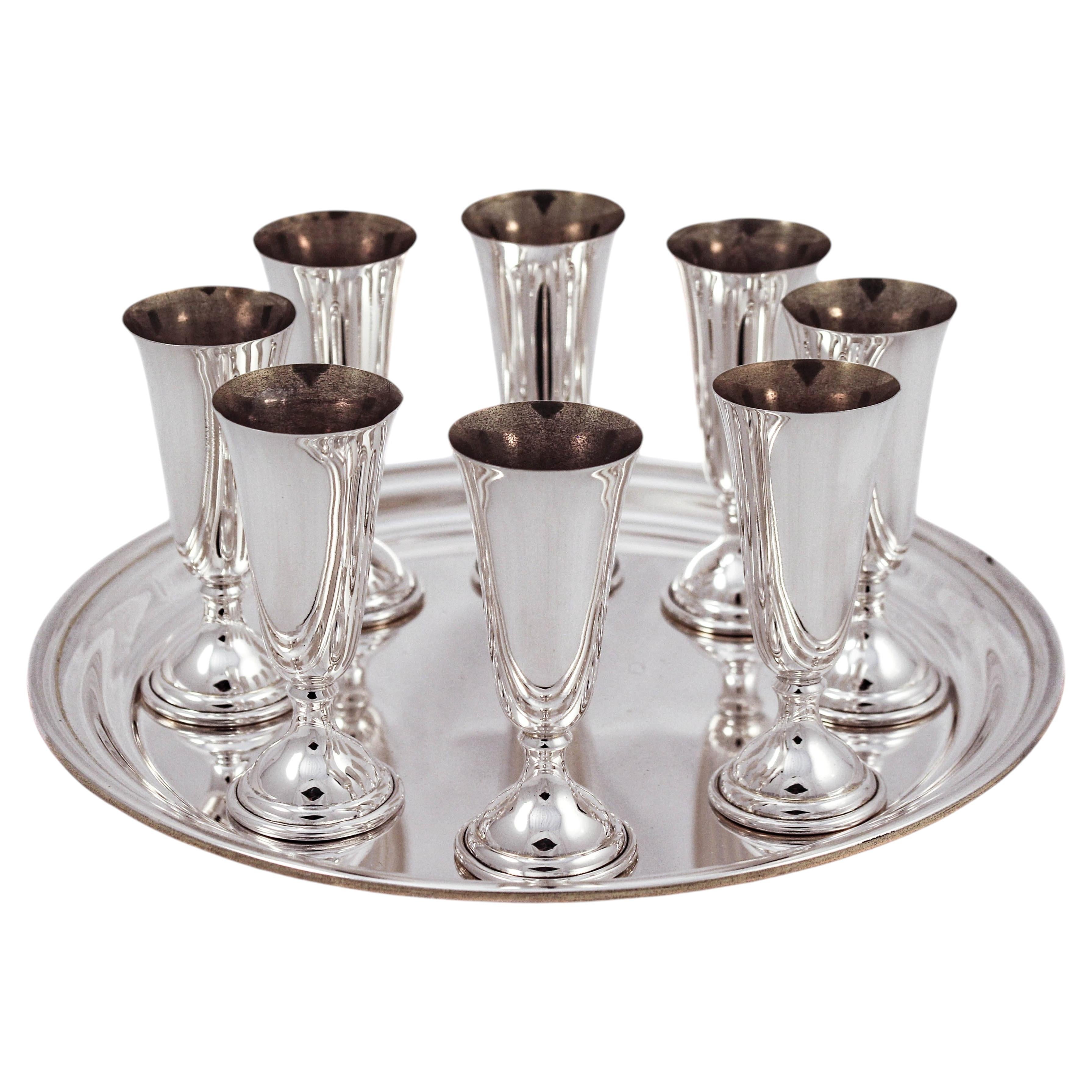 Cartier Sterling Silver Cordial Set with Tray