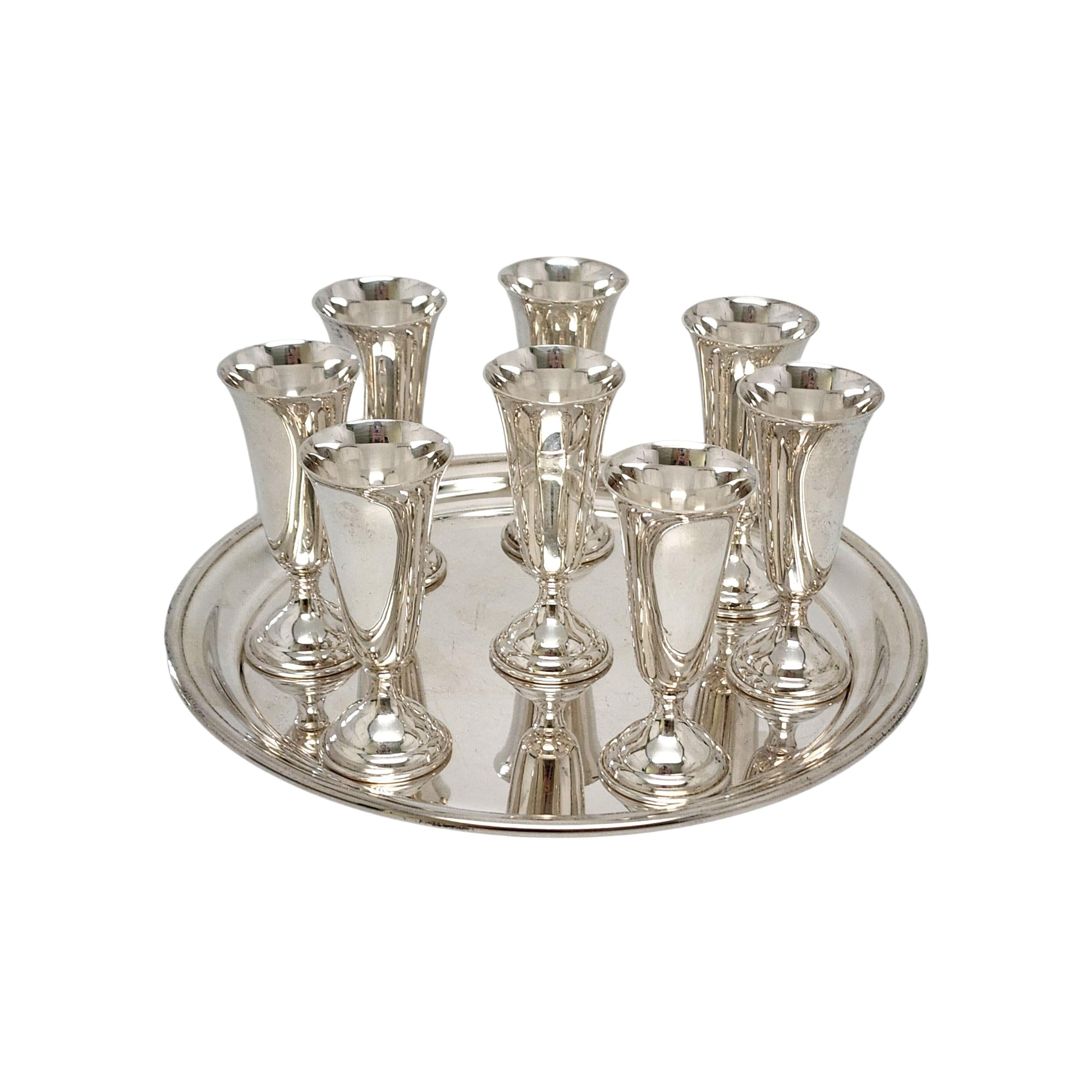 Cartier Sterling Silver Cordial Shot Cups with Tray 11
