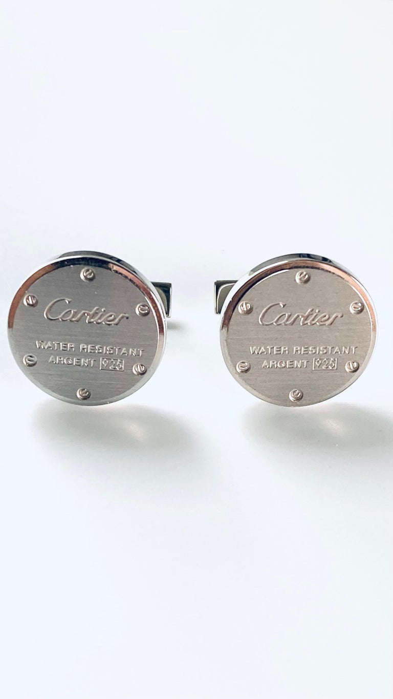 Cartier Sterling Silver Cufflinks Water Resistant Argent 5101AH at
