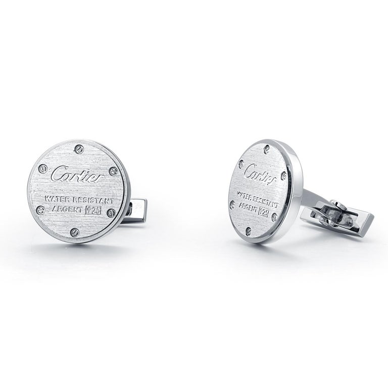 Cartier Sterling Silver Cufflinks Water Resistant Argent 5101AH at
