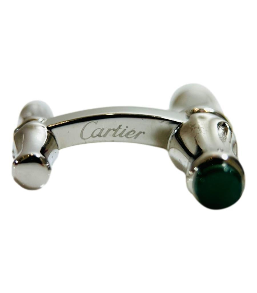 Men's Cartier Sterling Silver Cufflinks With Emerald Stone Tips