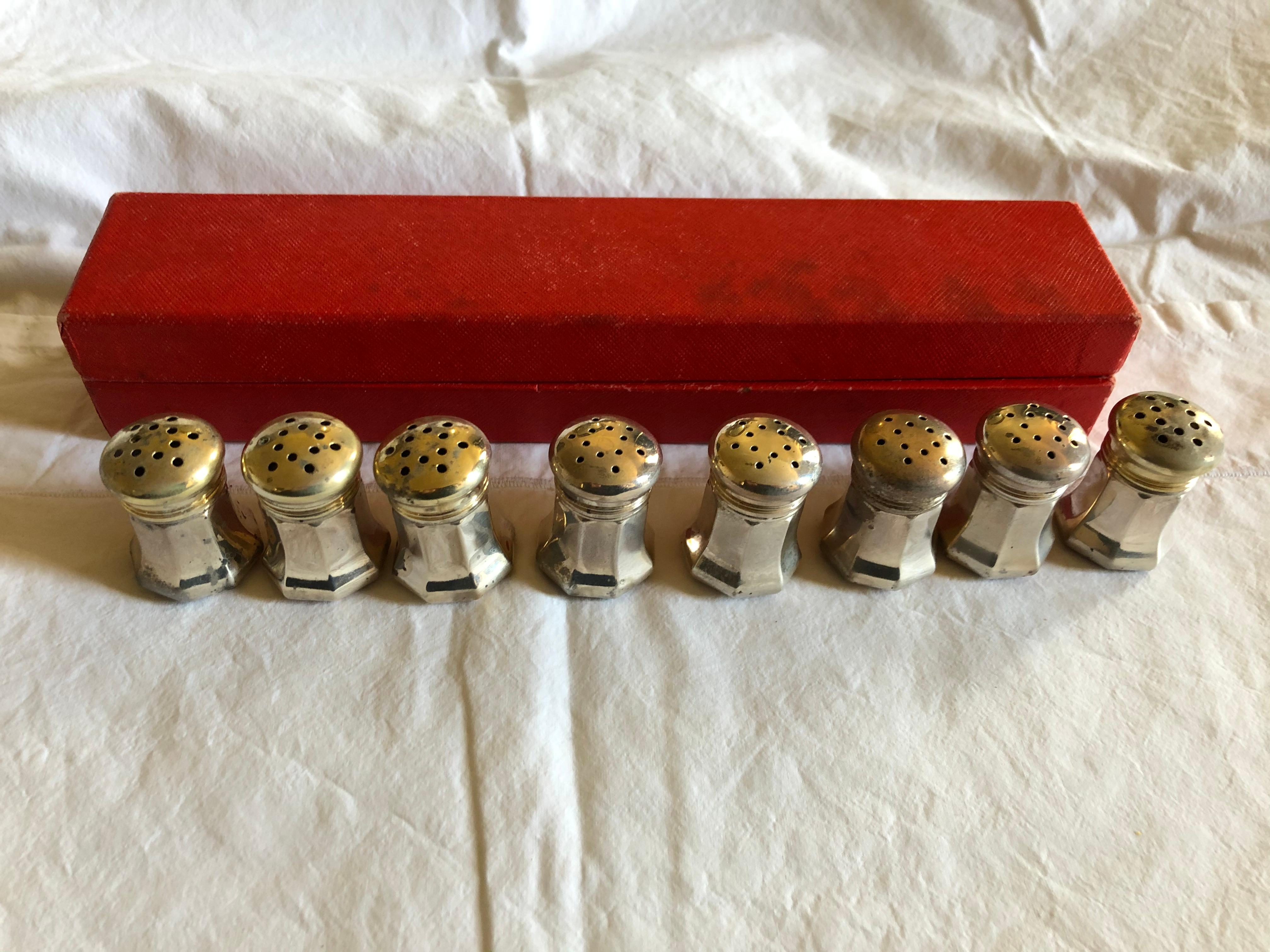 Cast Cartier, Sterling Silver Georgian style Salt and Pepper Pots in original box  For Sale
