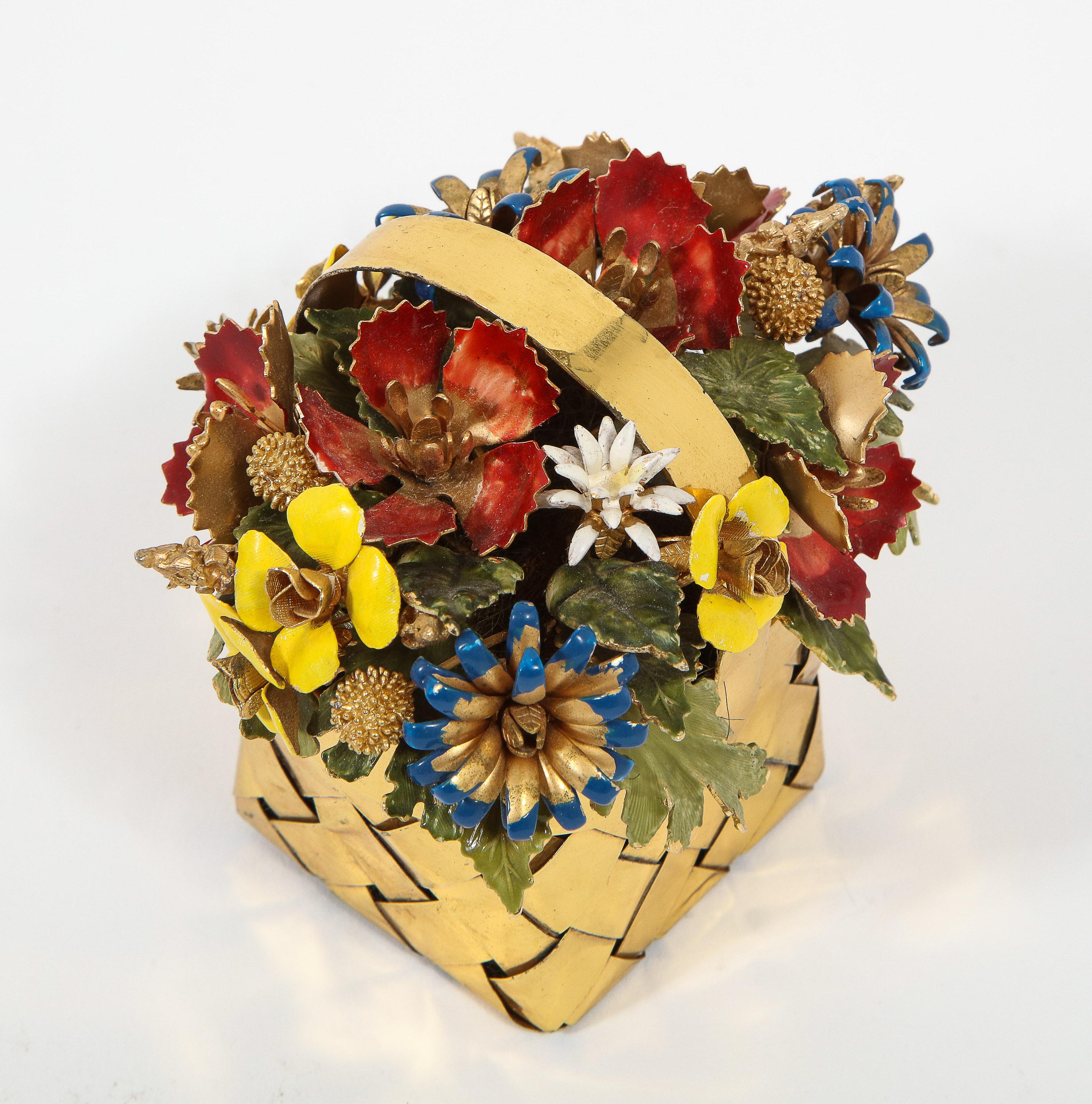 Cartier Sterling Silver-Gilt and Enamel Table Ornament Basket 5