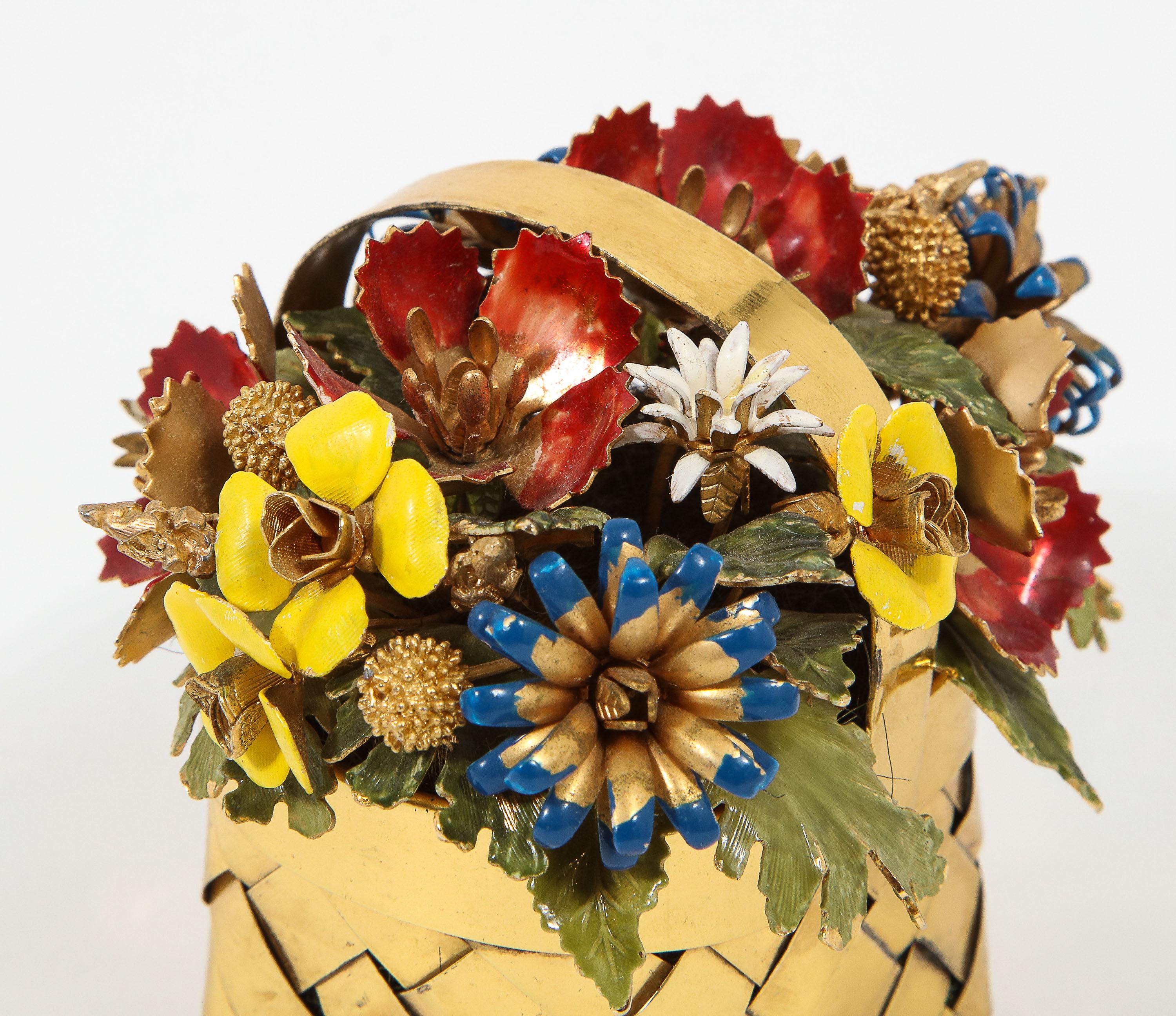 Cartier Sterling Silver-Gilt and Enamel Table Ornament Basket 6