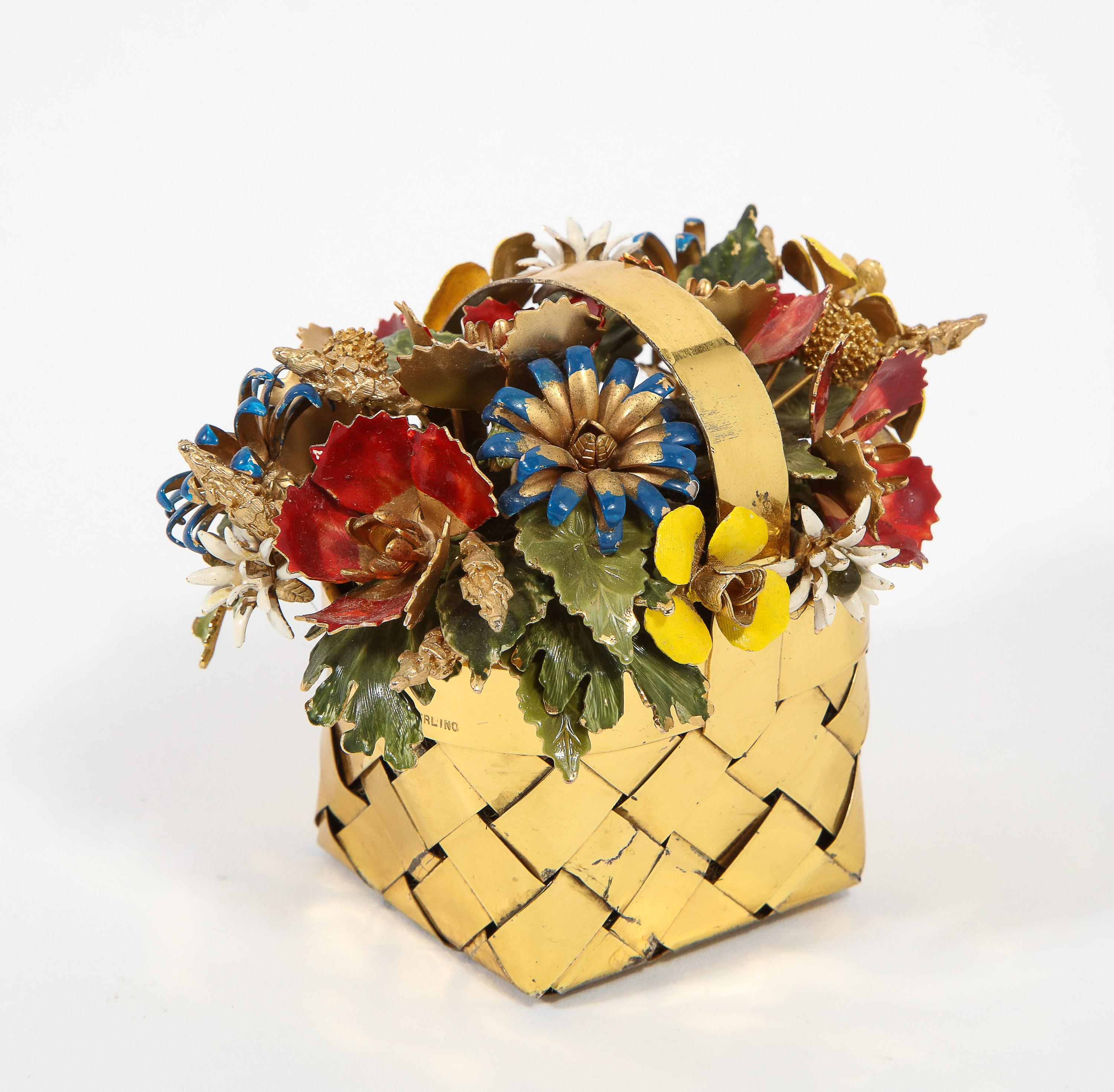 Cartier Sterling Silver-Gilt and Enamel Table Ornament Basket 9