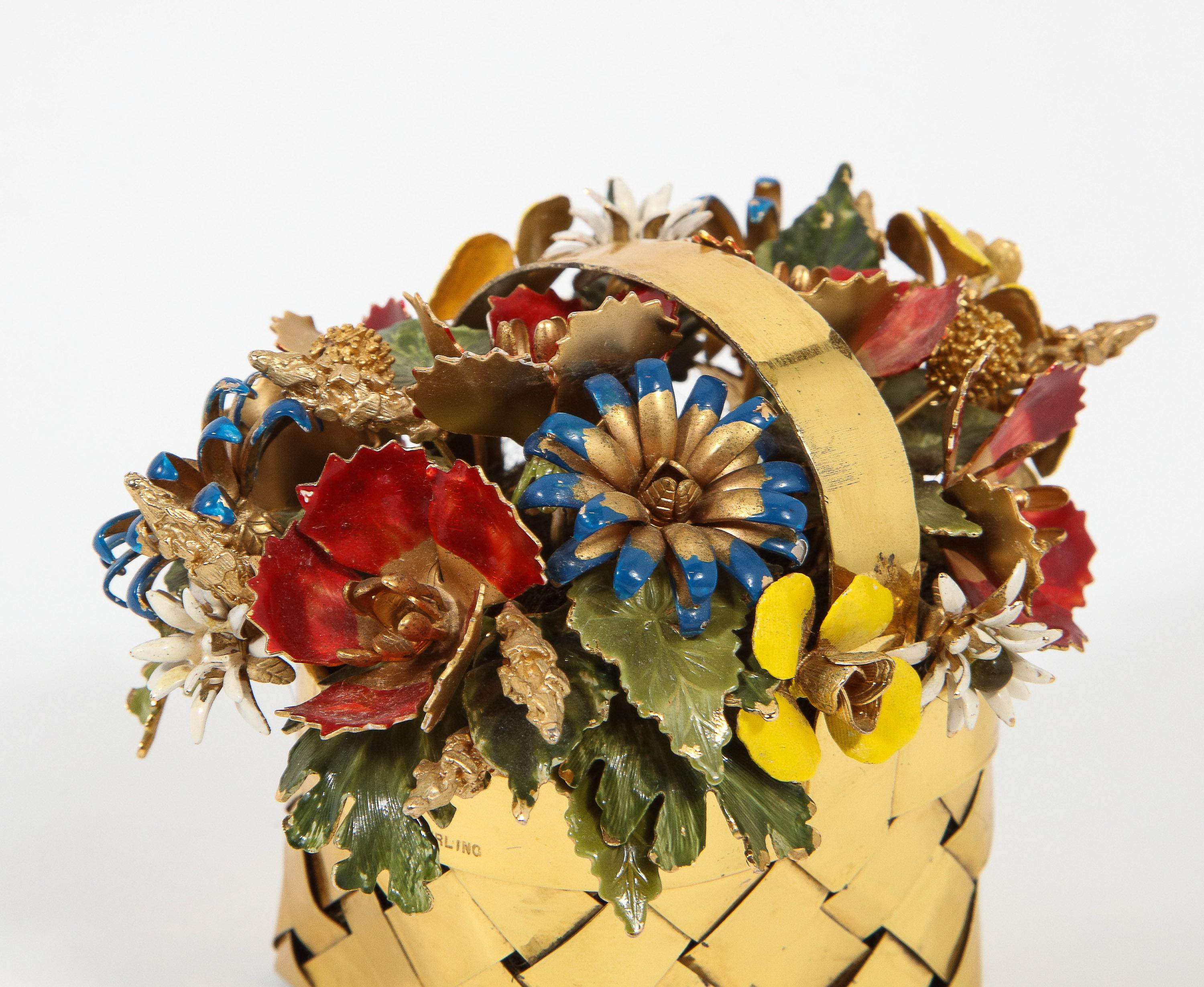 Cartier Sterling Silver-Gilt and Enamel Table Ornament Basket 11