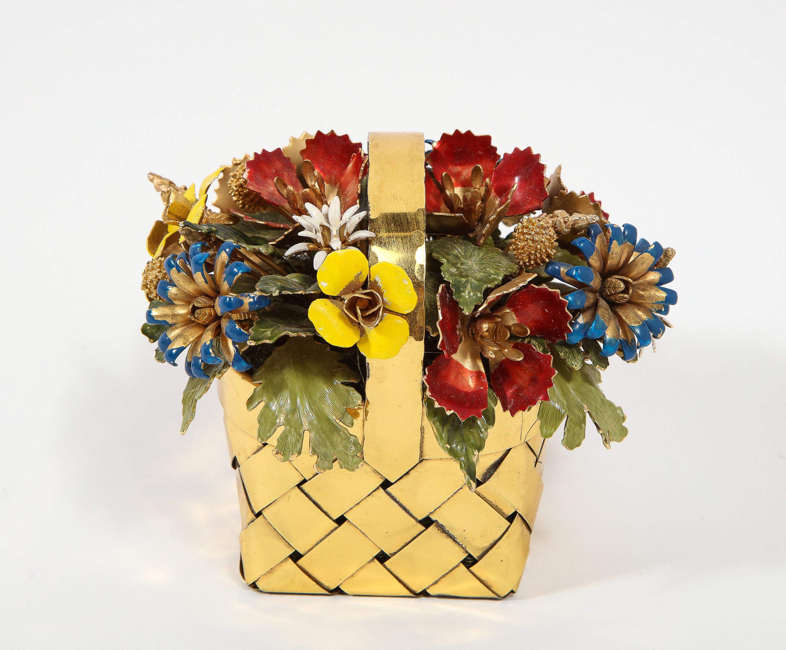American Cartier Sterling Silver-Gilt and Enamel Table Ornament Basket