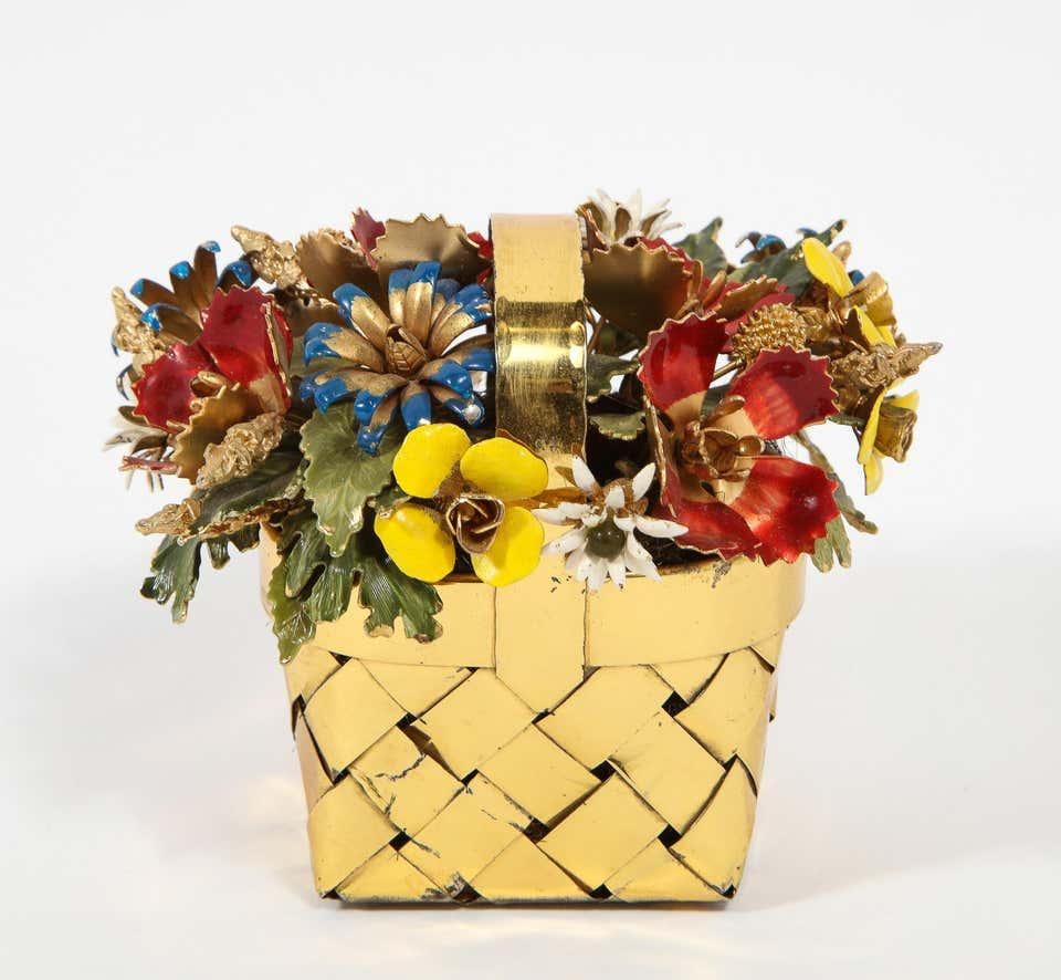 Cartier Sterling Silver-Gilt and Enamel Table Ornament Basket In Excellent Condition In New York, NY