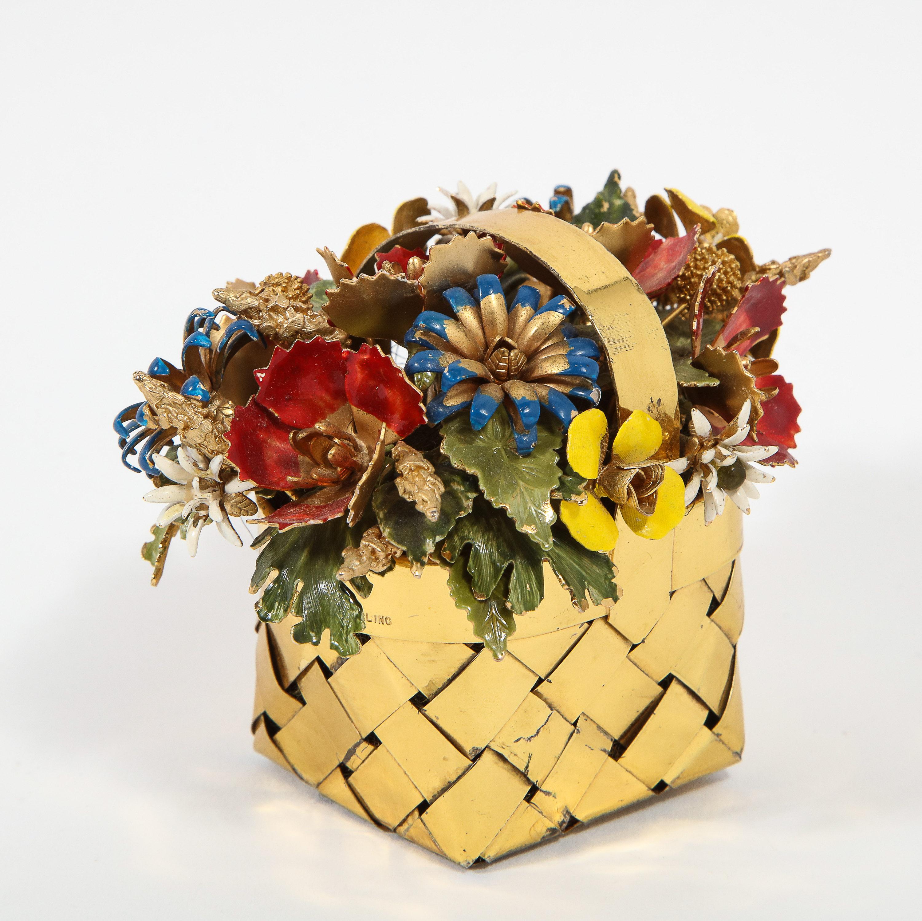 Cartier Sterling Silver-Gilt and Enamel Table Ornament Basket 1
